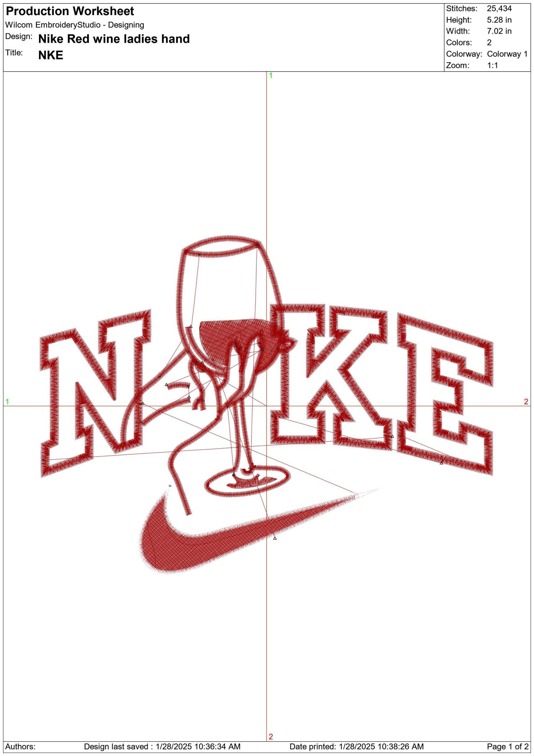 Nike Red Wine Glass-Nike embroidery design file - instant download — view 3