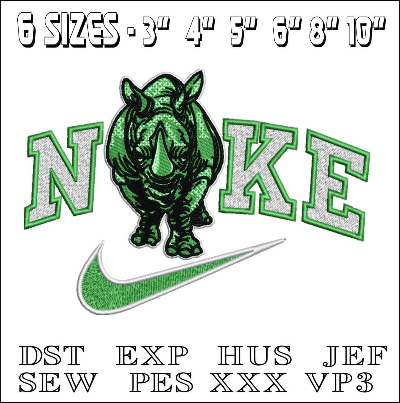 Nike Rhino-Nike embroidery design file - instant download — view 2