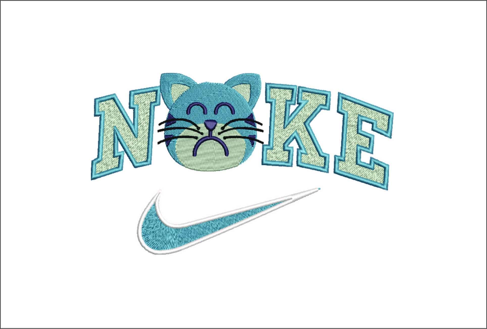 Nike Sad Cat Face-Nike embroidery design file - instant download
