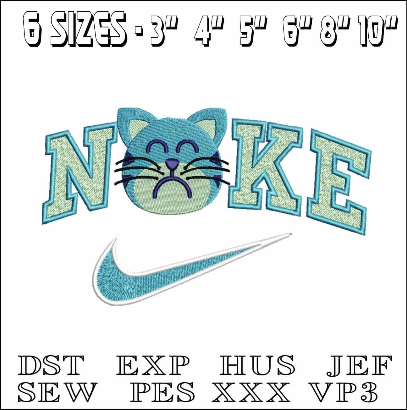 Nike Sad Cat Face-Nike embroidery design file - instant download — view 2