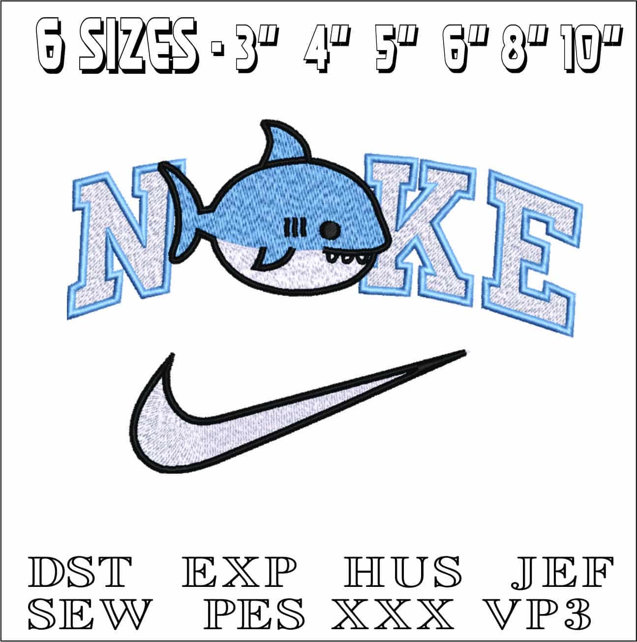 Nike Shark-Nike embroidery design file - instant download — view 2