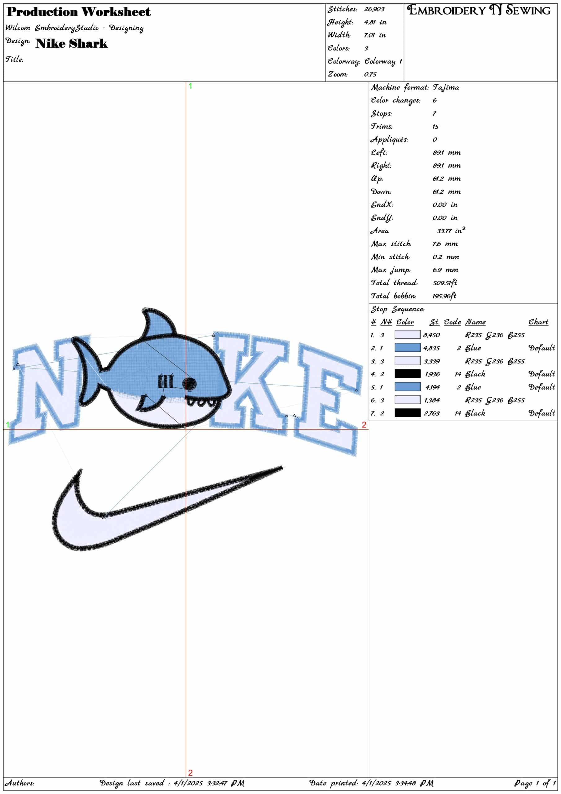 Nike Shark-Nike embroidery design file - instant download — view 3