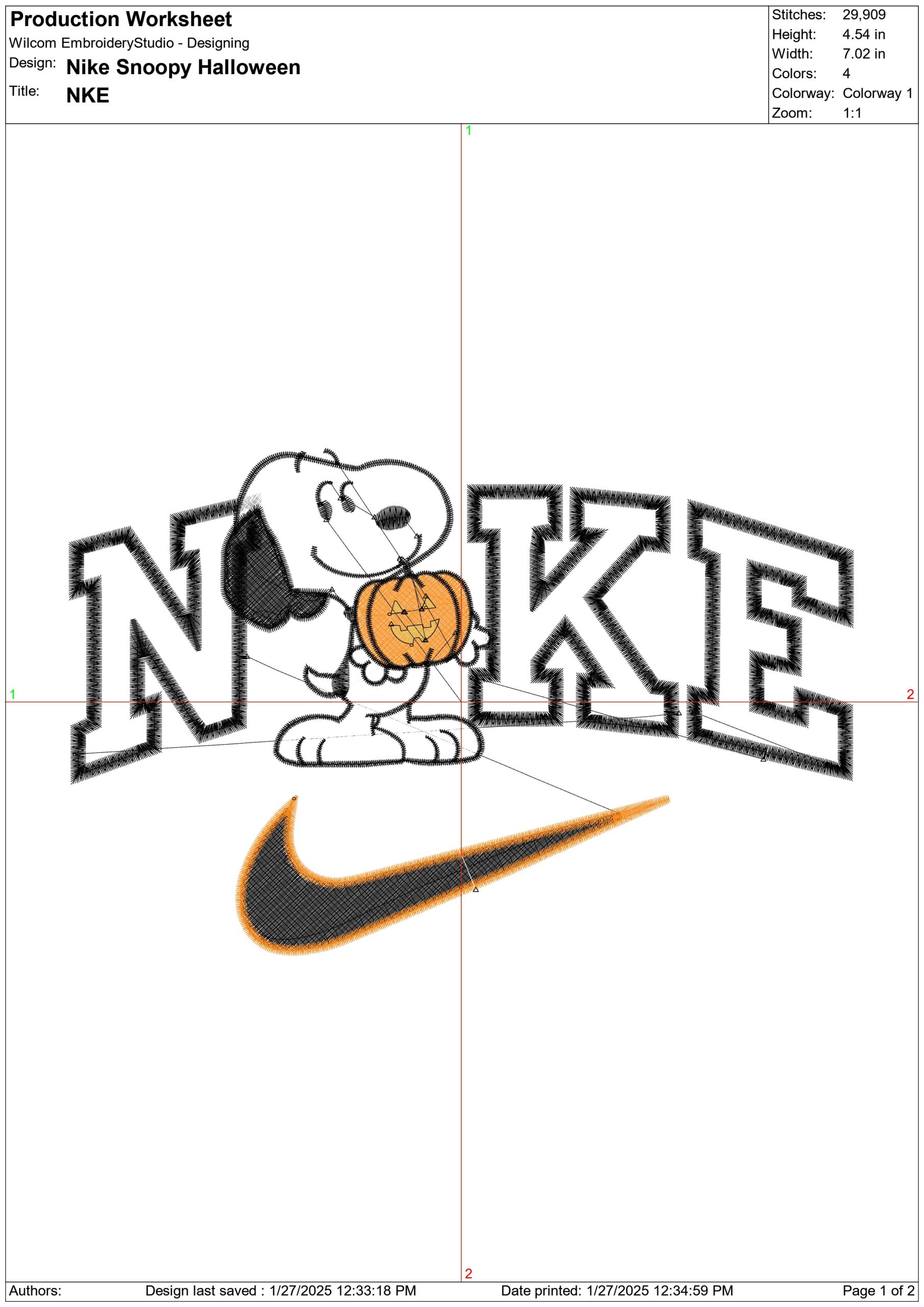 Nike Snoopy Halloween-Nike embroidery design file - instant download — view 3