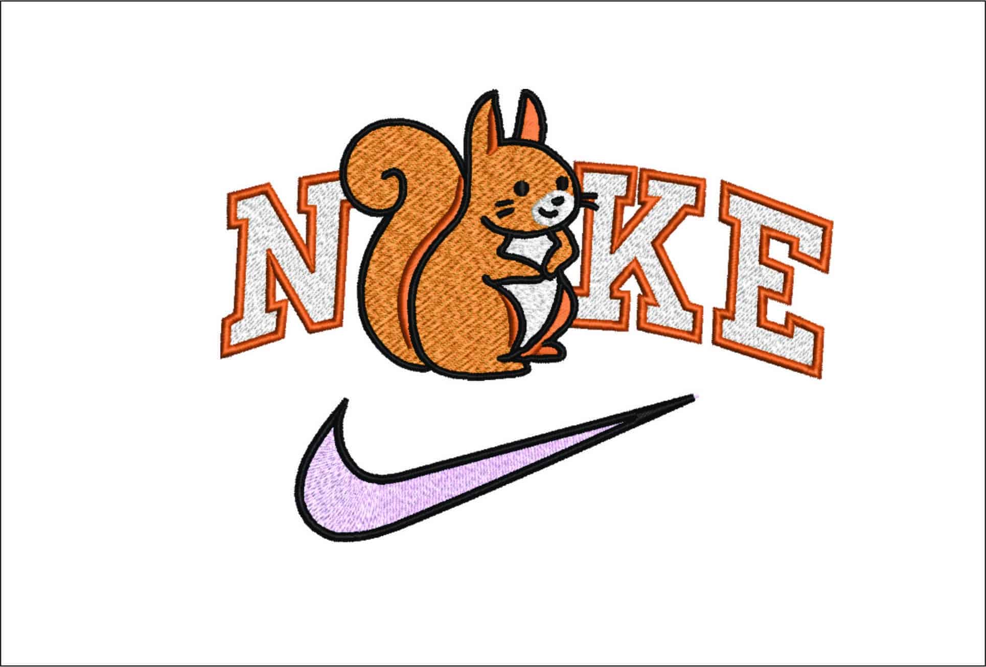 Nike Squirrel-Nike embroidery design file - instant download