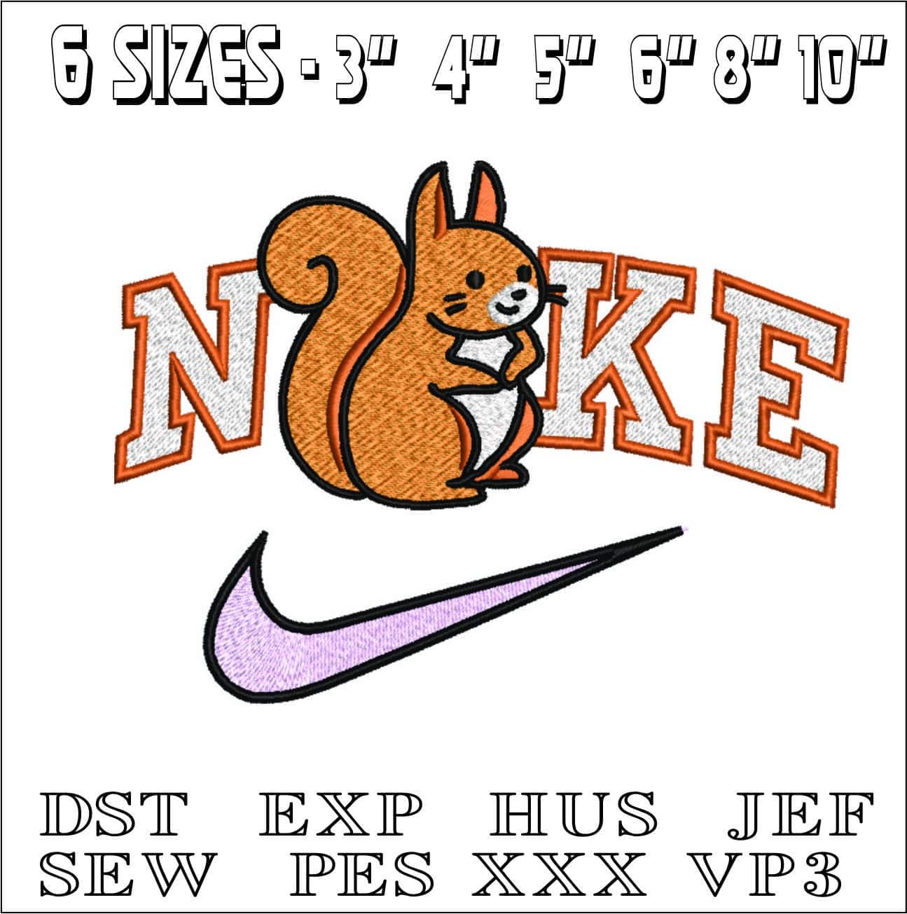 Nike Squirrel-Nike embroidery design file - instant download — view 2