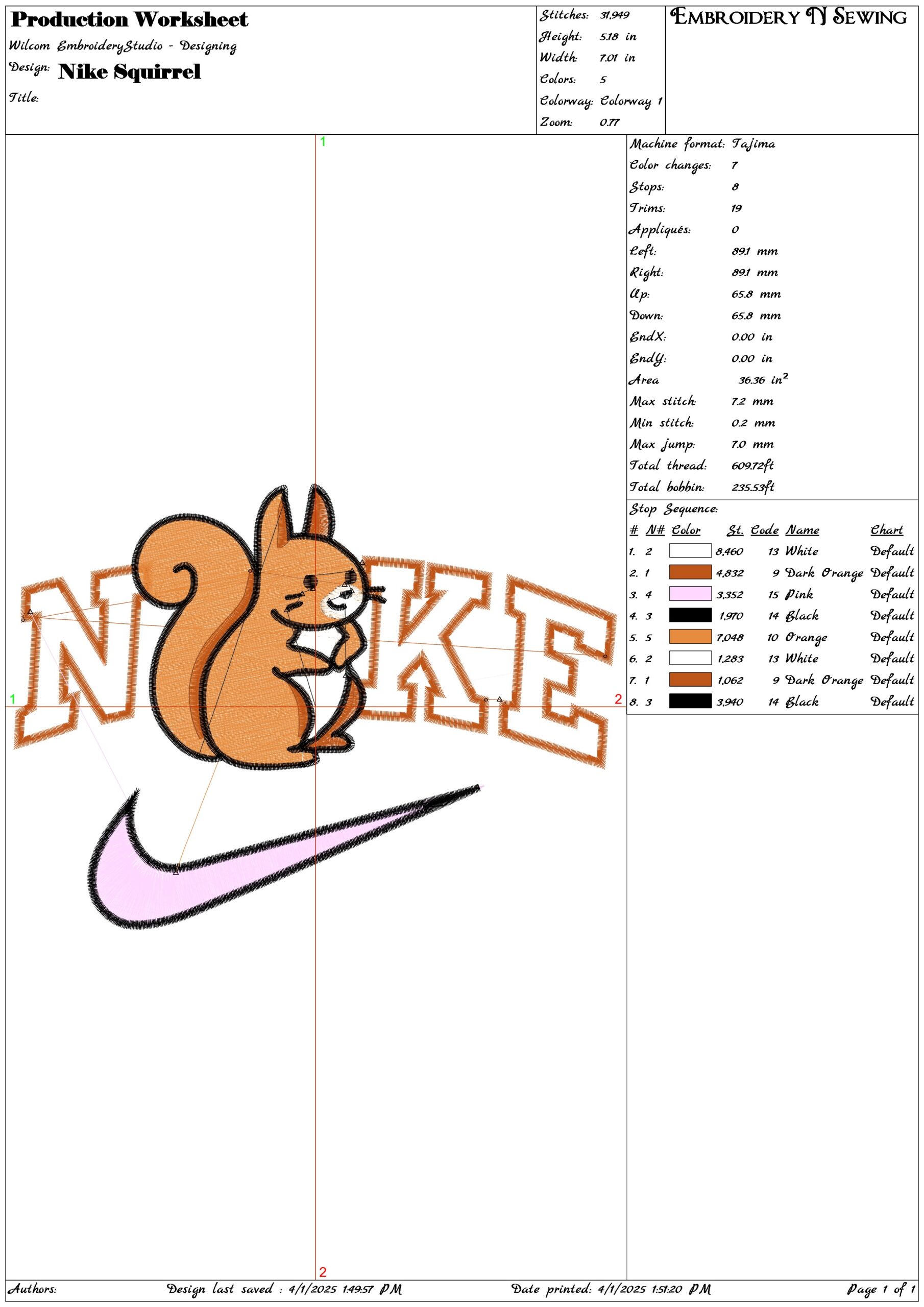 Nike Squirrel-Nike embroidery design file - instant download — view 3