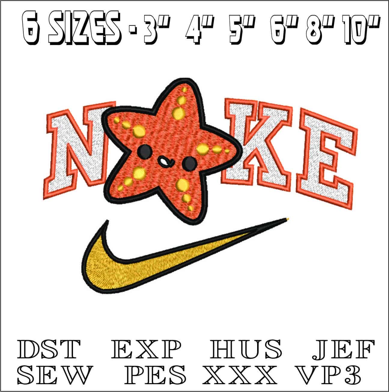 Nike Starfish-Nike embroidery design file - instant download — view 2
