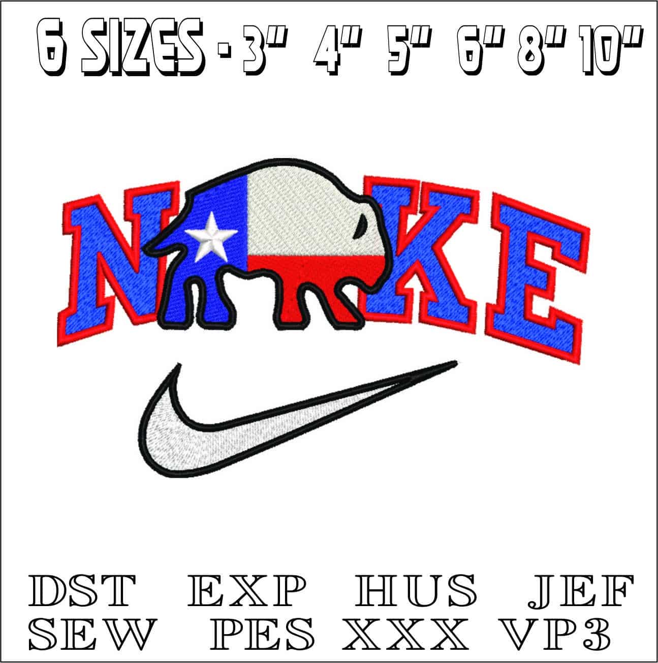 Nike Texas Bull-Nike embroidery design file - instant download — view 2