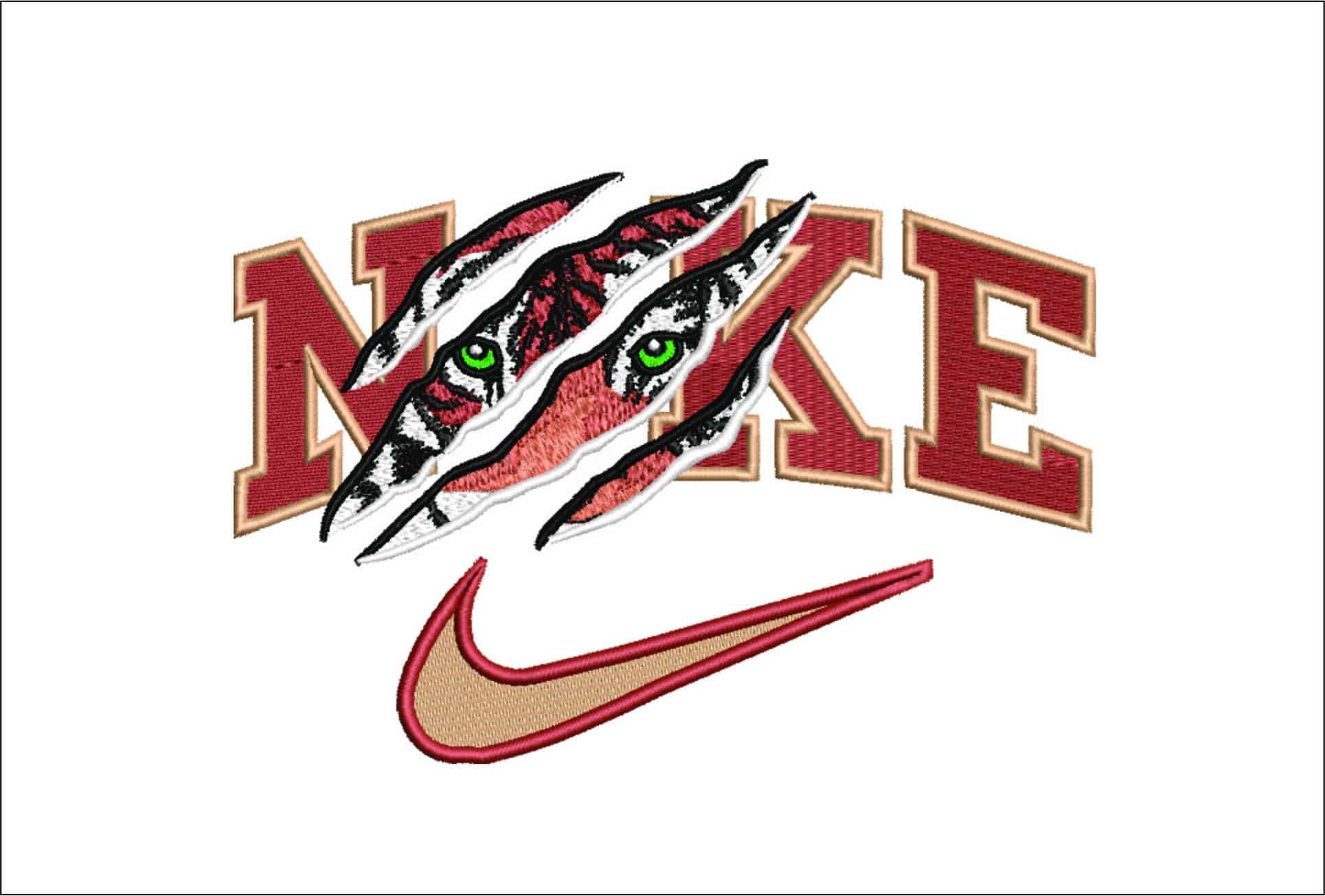 Nike Tigers Eyes Outline-Nike embroidery design file - instant download
