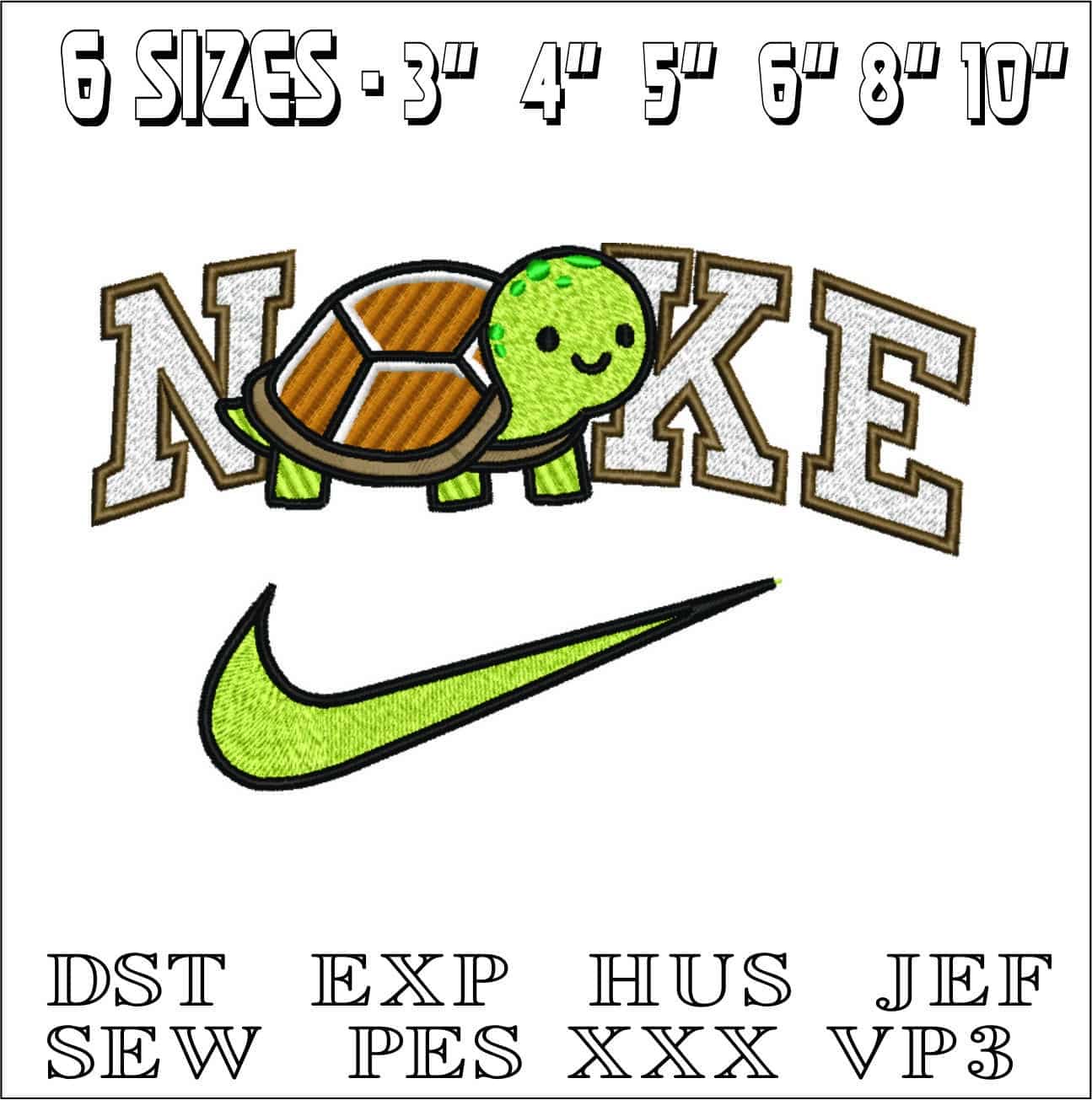 Nike Tortoise-Nike embroidery design file - instant download — view 2