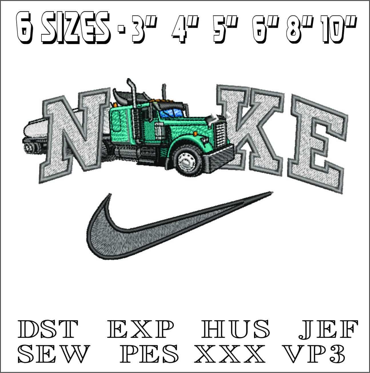 Nike Truck and Tanker-Nike embroidery design file - instant download — view 2