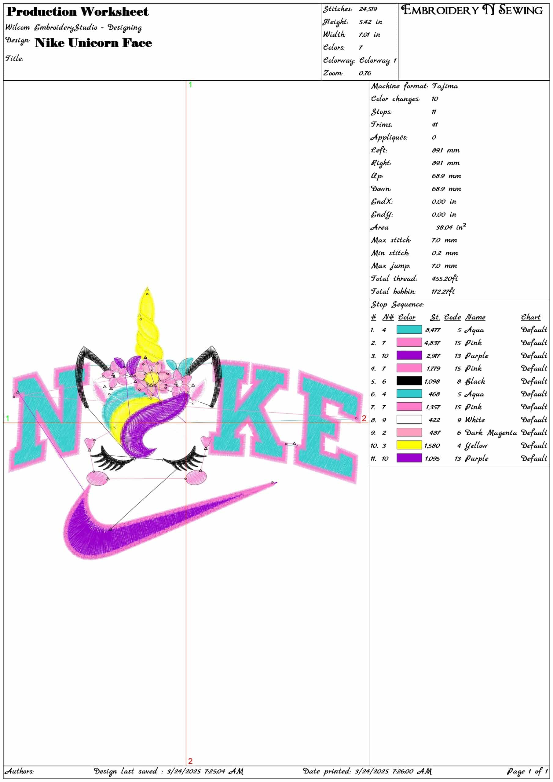 Nike Unicorn Face-Nike embroidery design file - instant download — view 3