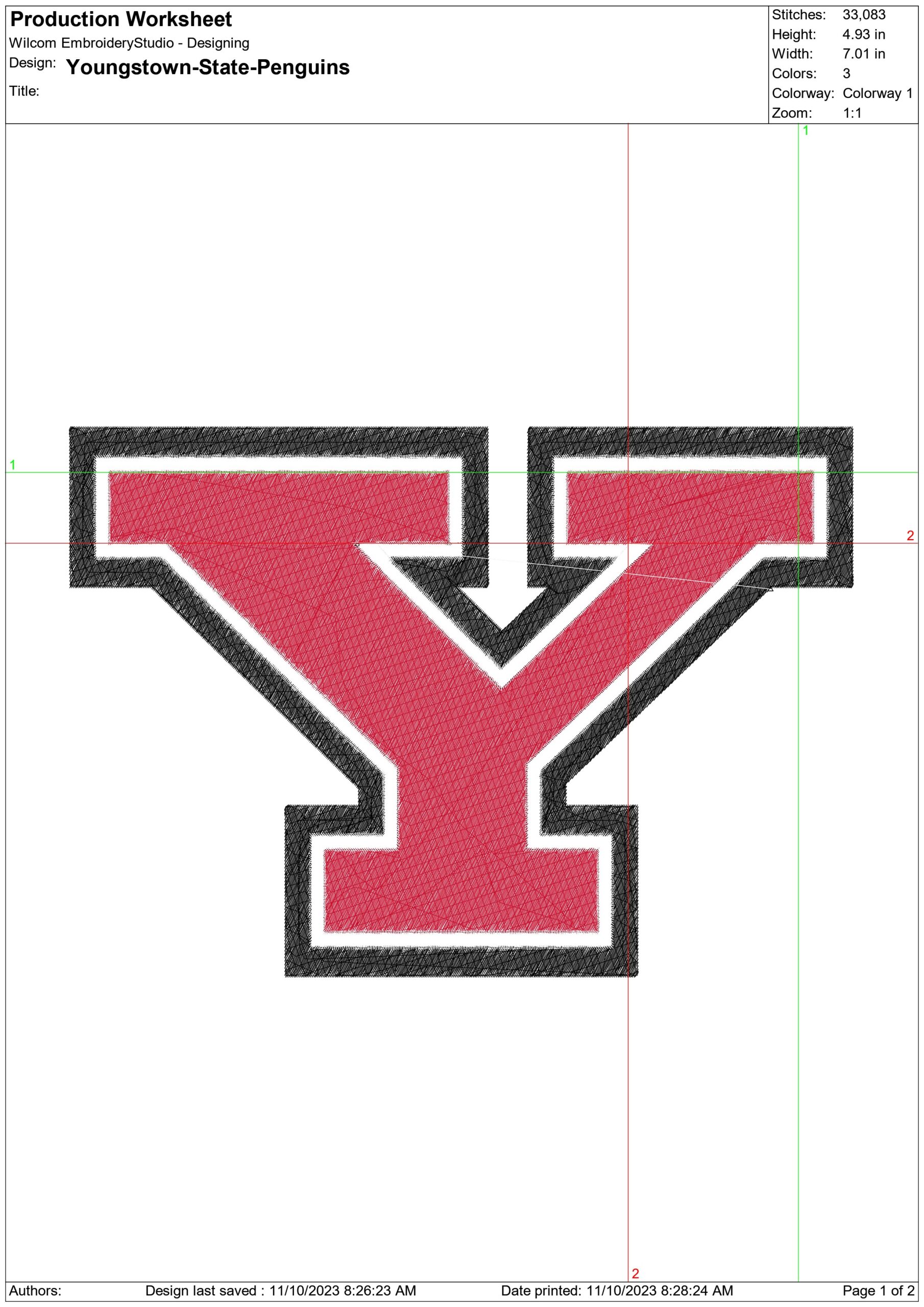 Youngstown-State-Penguins-logo- embroidery design file - instant download — view 2