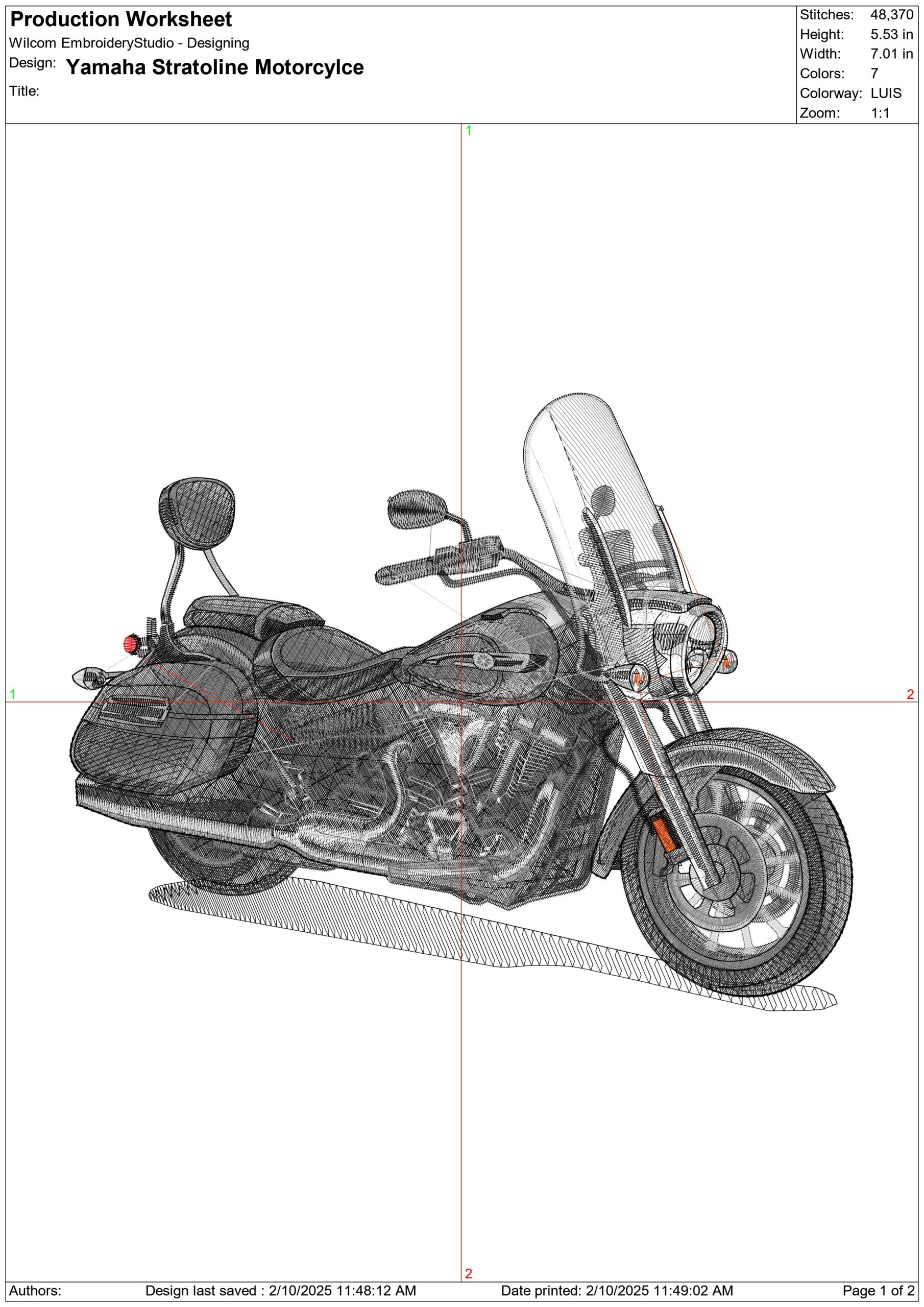 Yamaha Stratoline Motorcylce- Elegant embroidery design file - instant download — view 3