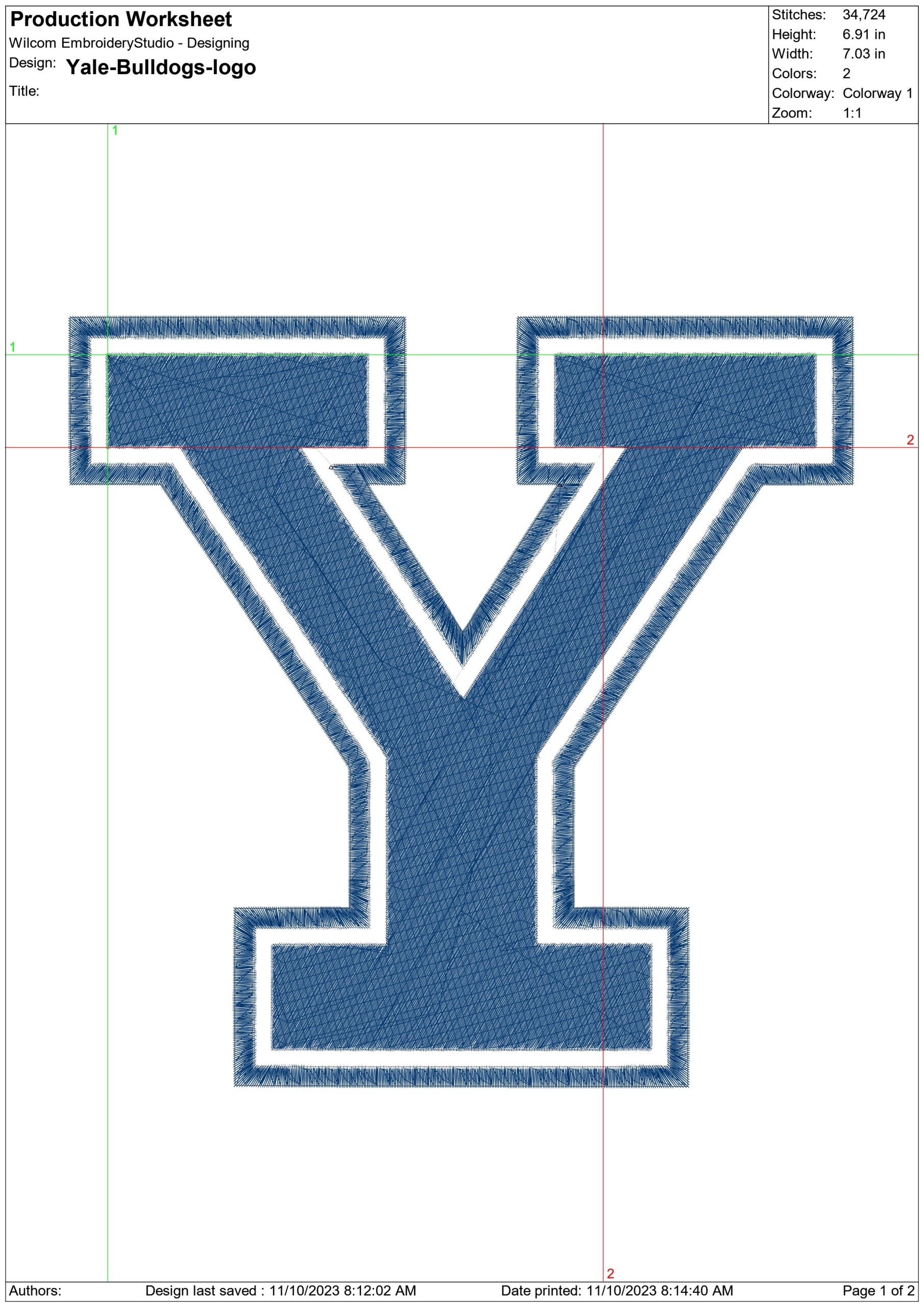 Yale-Bulldogs-logo- Elegant embroidery design file - instant download — view 2
