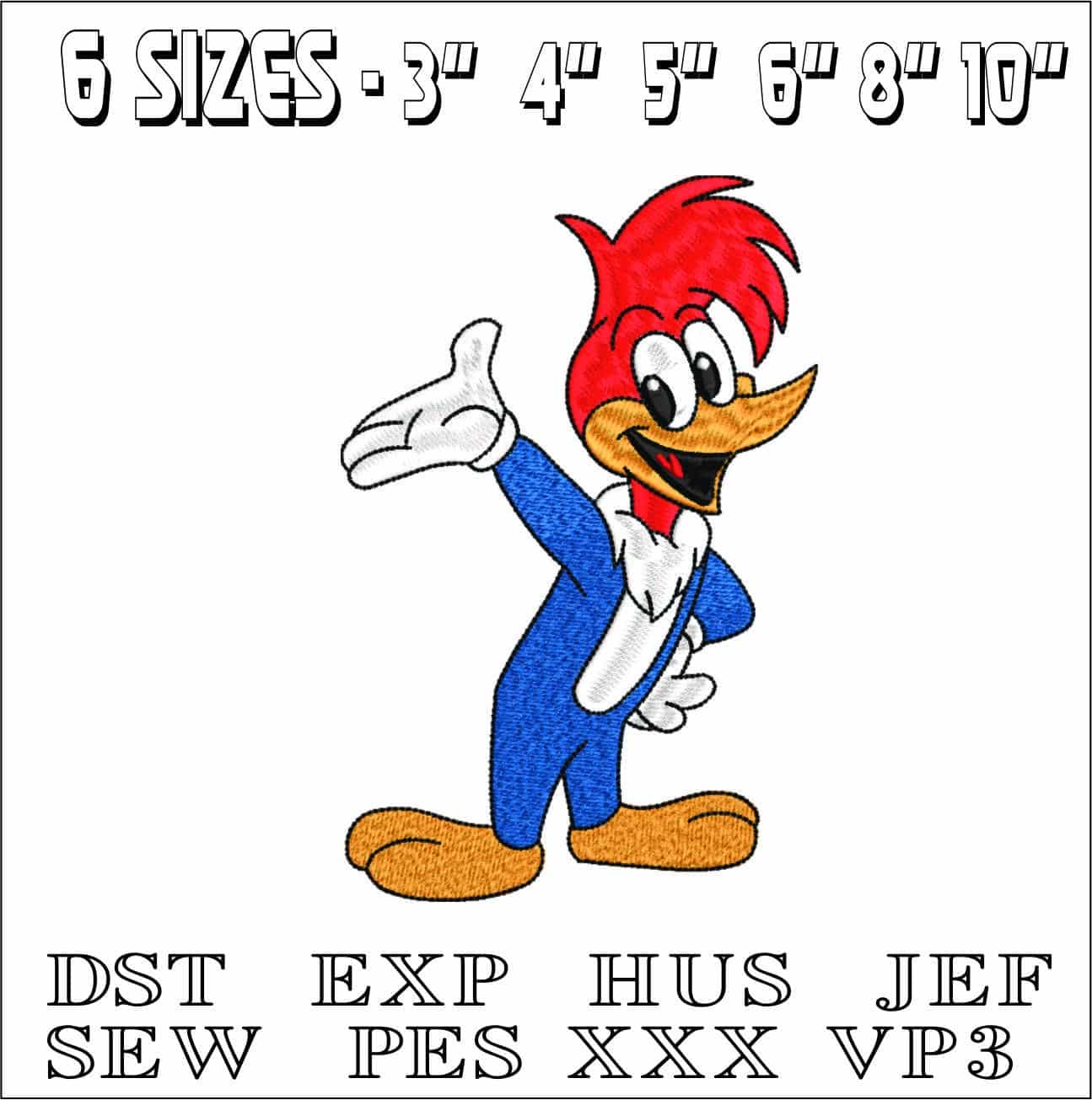 Woody Woodpecker- Elegant embroidery design file - instant download — view 2