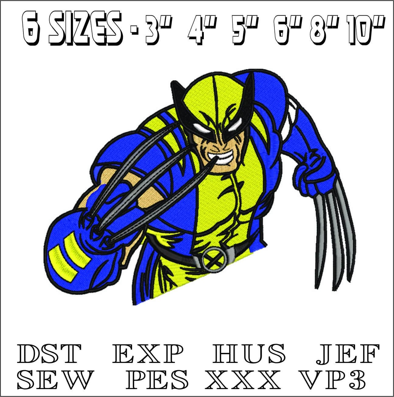 Wolverine Slash- Elegant embroidery design file - instant download — view 2
