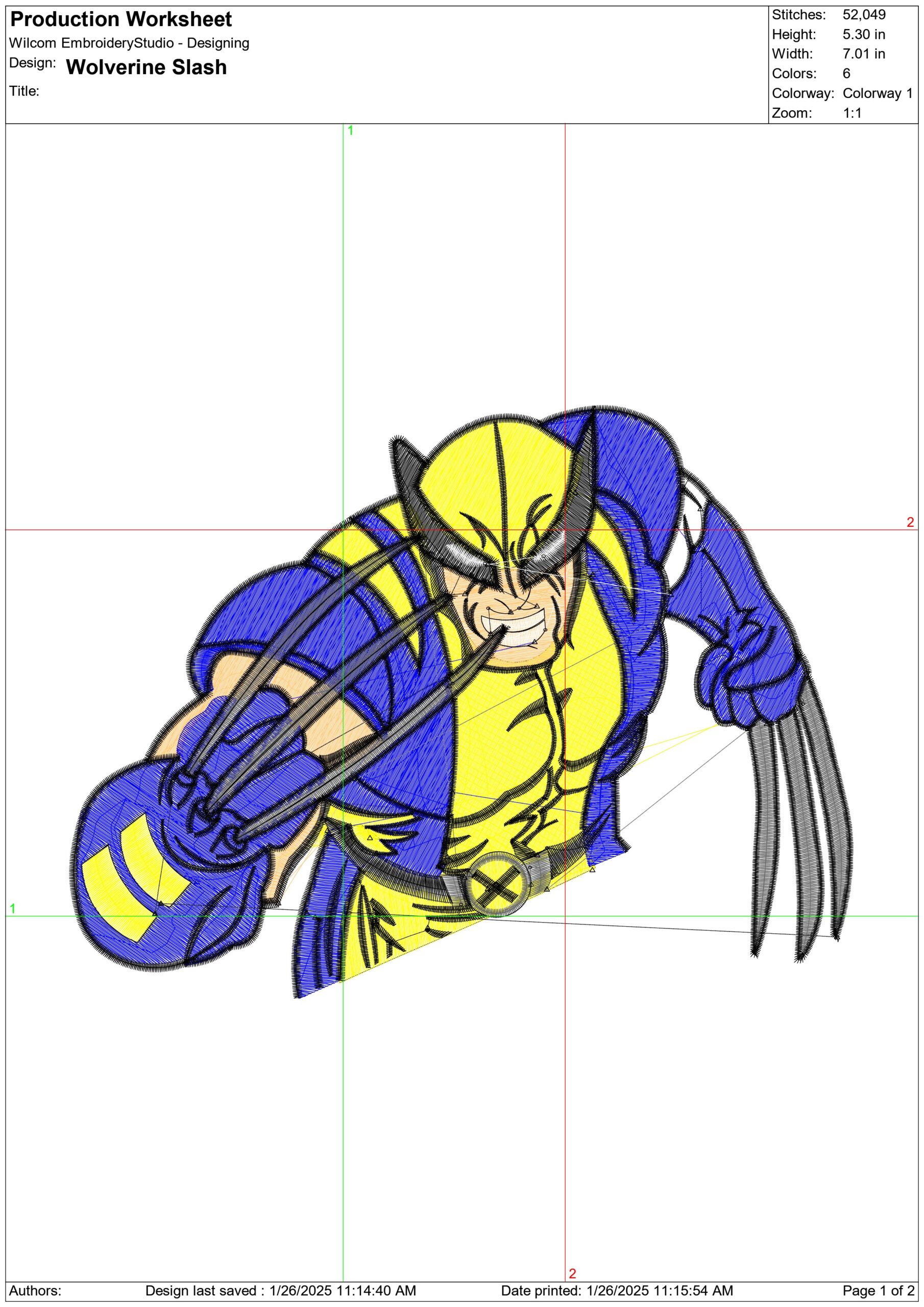 Wolverine Slash- Elegant embroidery design file - instant download — view 3