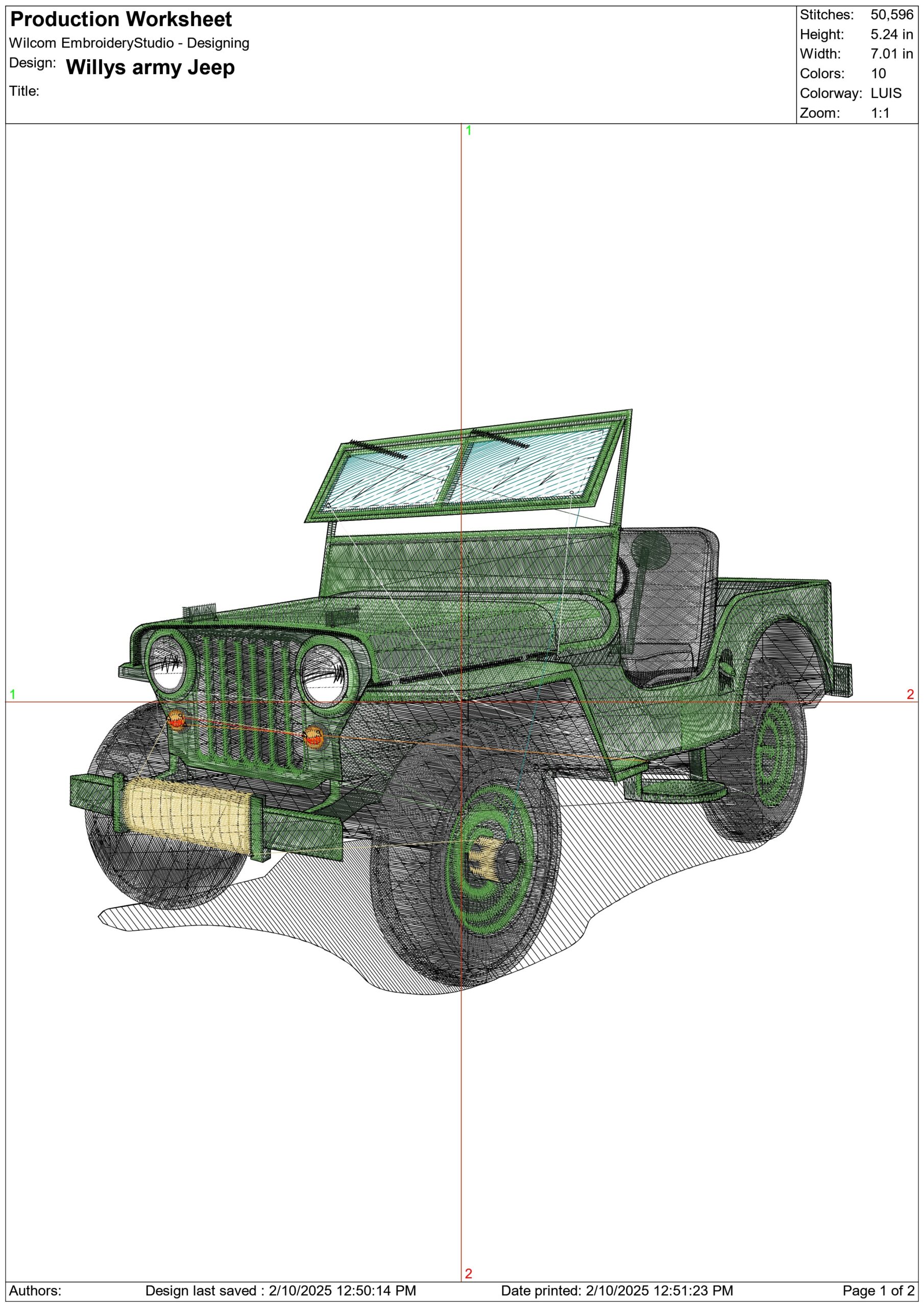 Willys army Jeep- Elegant embroidery design file - instant download — view 3