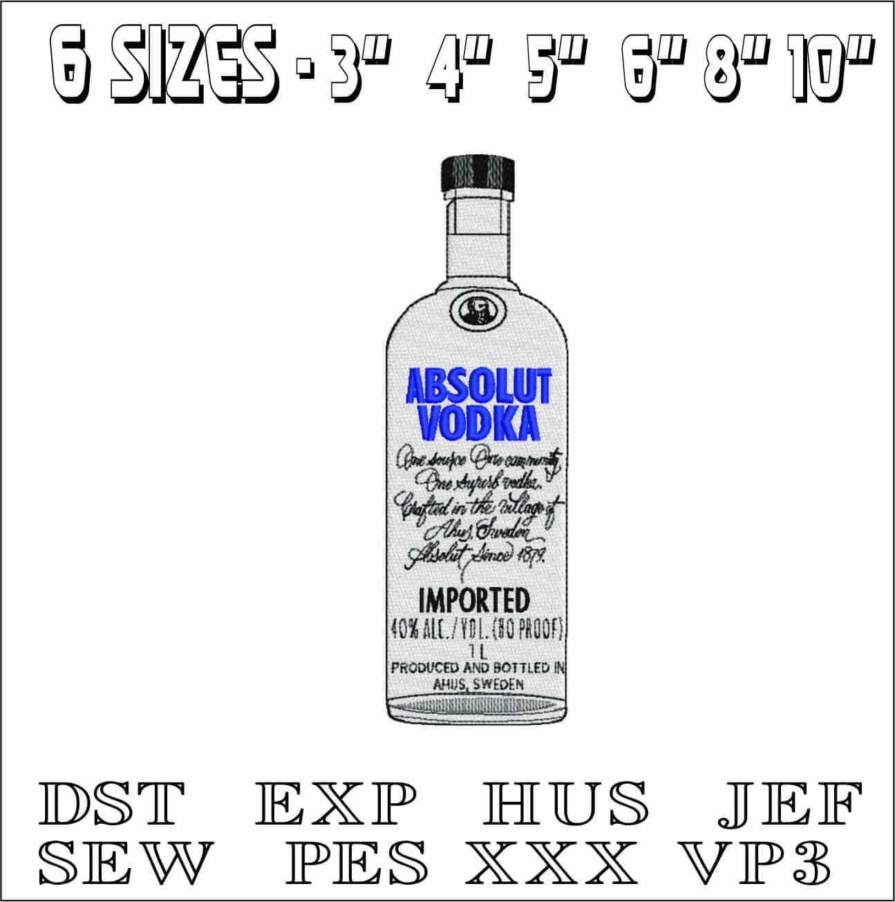 Absolut Vodka- Elegant embroidery design file - instant download — view 2