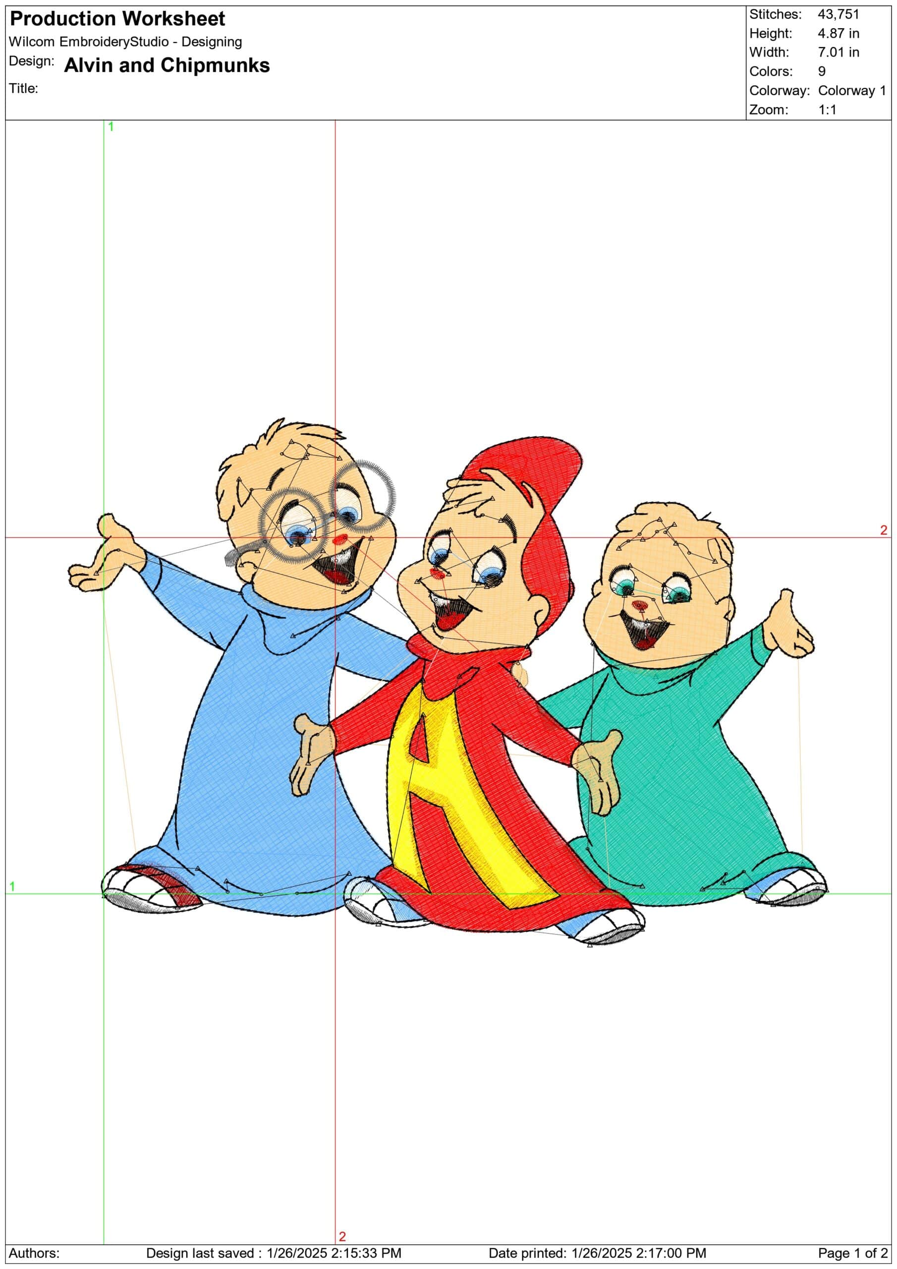 Alvin and Chipmunks- Elegant embroidery design file - instant download — view 3