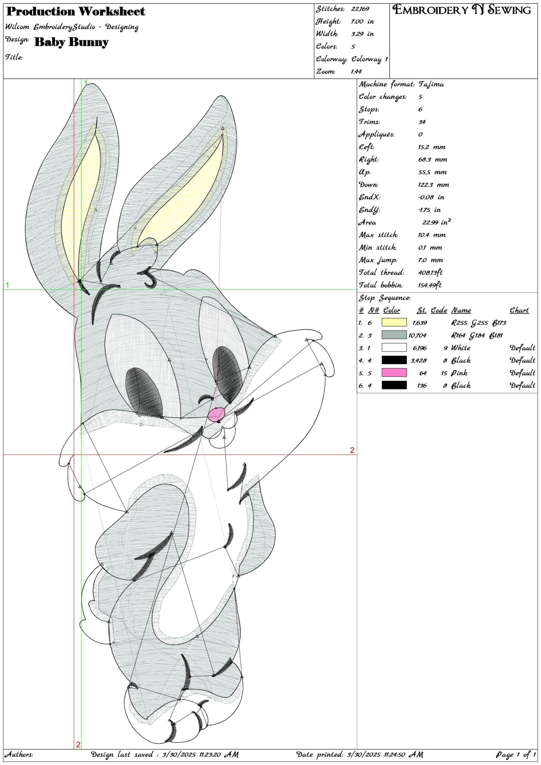 Baby Bunny- Elegant embroidery design file - instant download — view 3