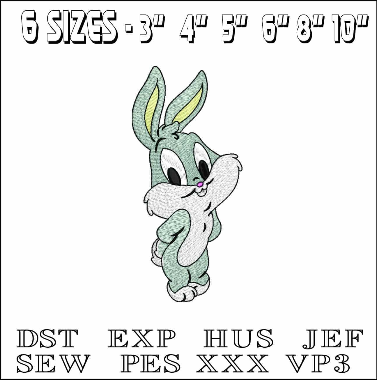 Baby Bunny- Elegant embroidery design file - instant download — view 2