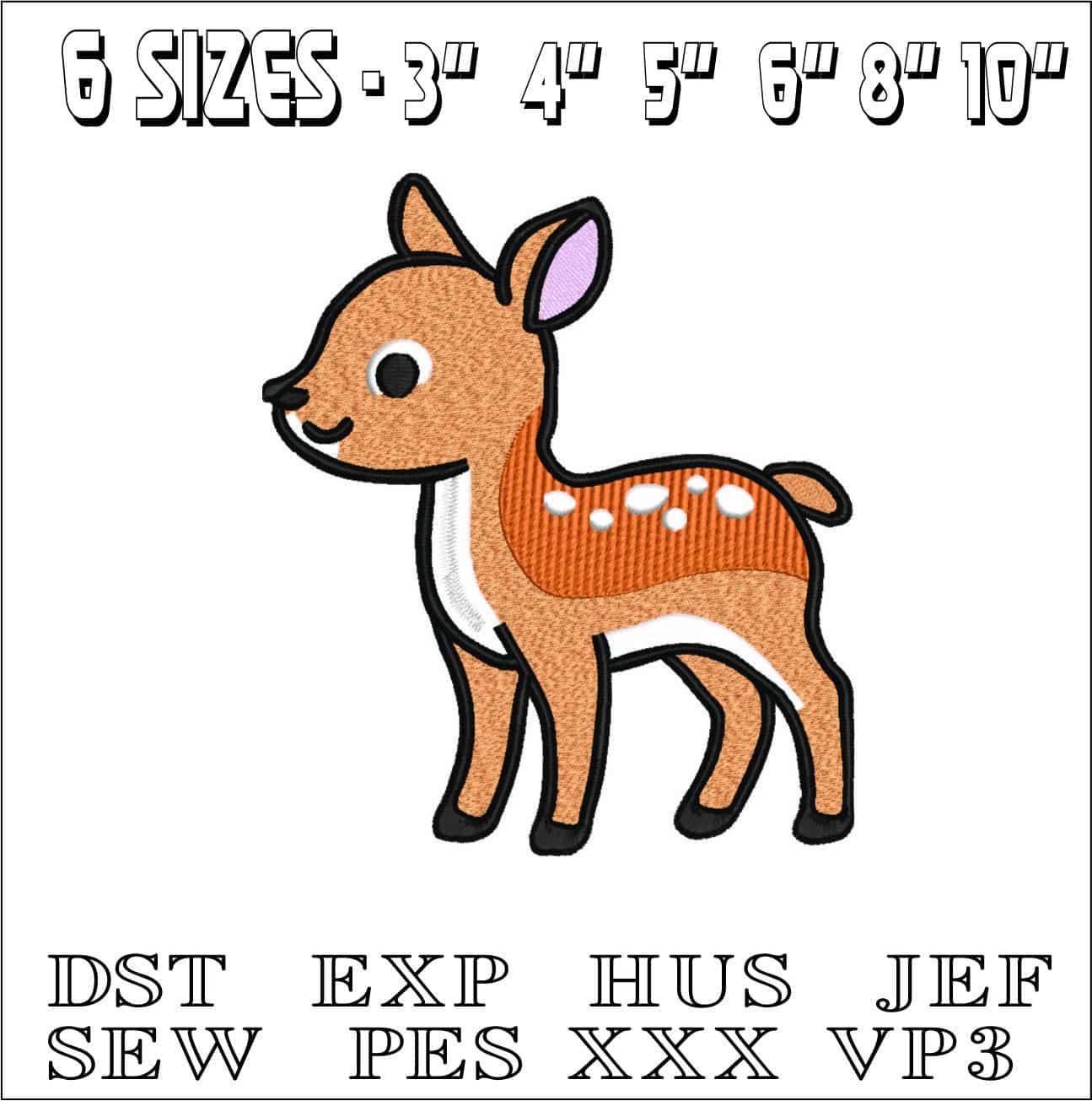 Baby Deer Children- Elegant embroidery design file - instant download — view 2