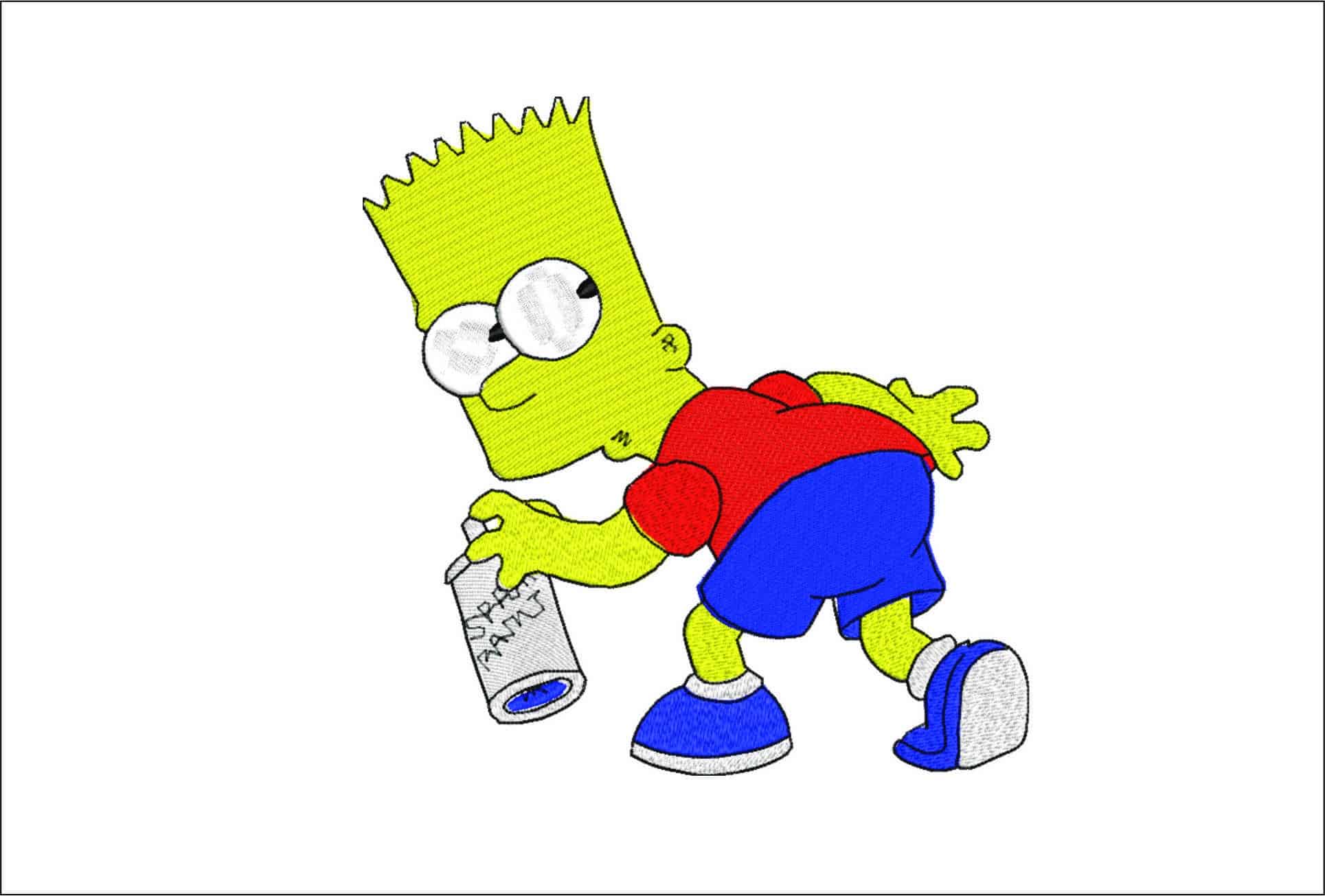 Bart Simspon Grafitti- Elegant embroidery design file - instant download