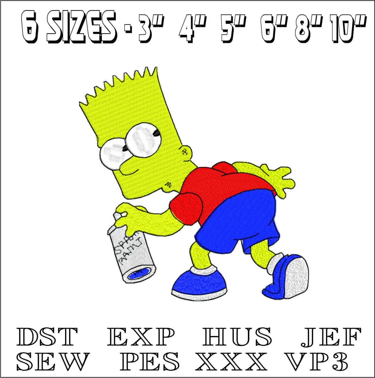 Bart Simspon Grafitti- Elegant embroidery design file - instant download — view 2