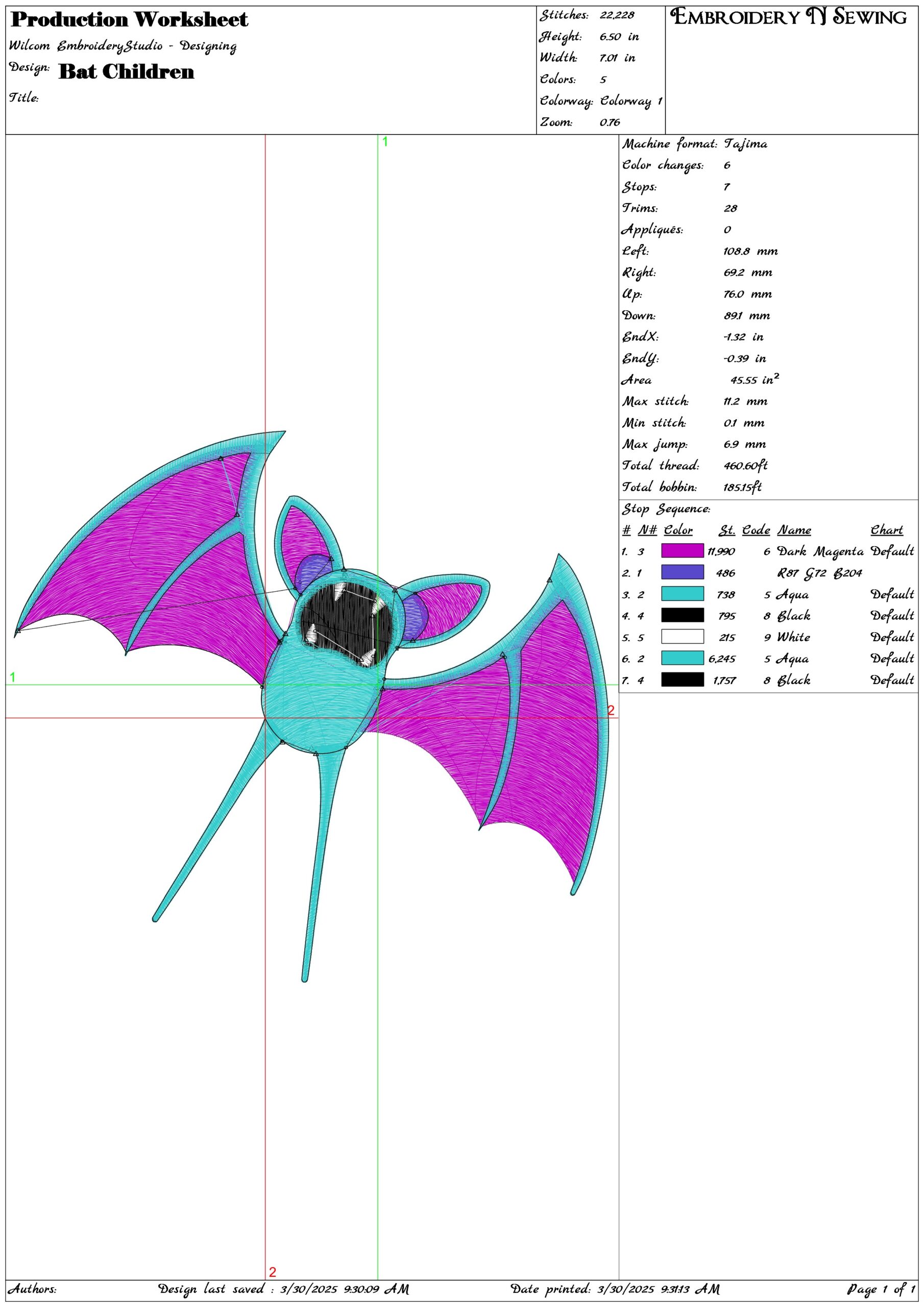 Bat Children- Elegant embroidery design file - instant download — view 3
