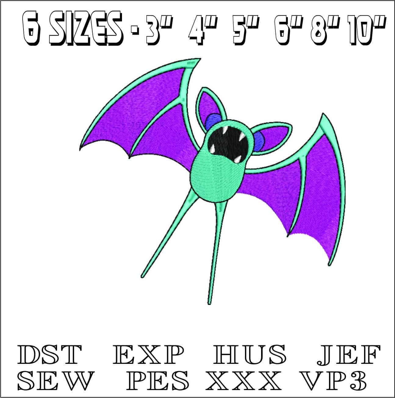 Bat Children- Elegant embroidery design file - instant download — view 2