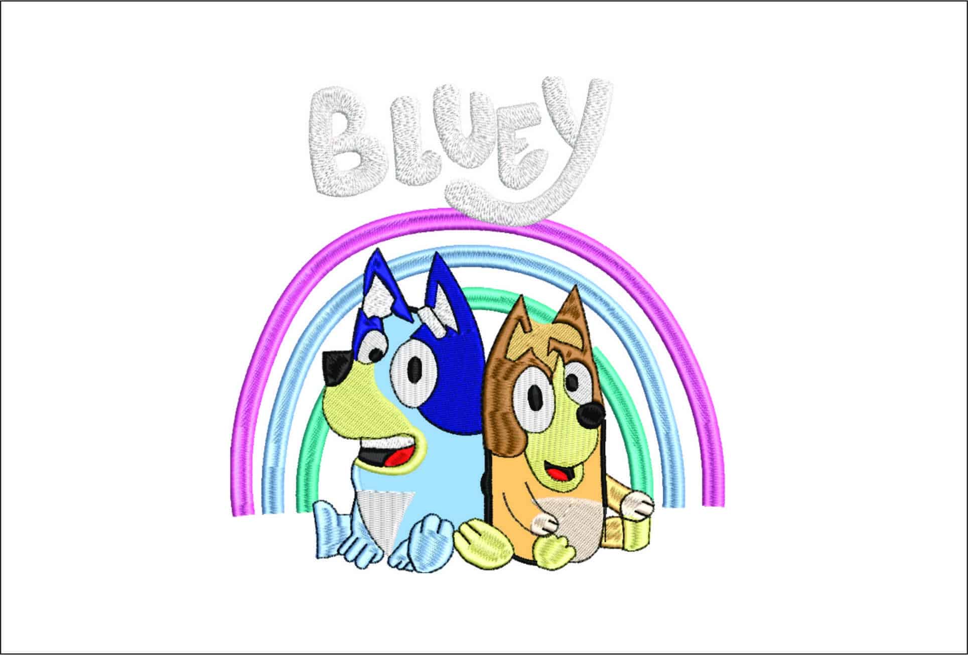 Bluey Rainbow- Elegant embroidery design file - instant download
