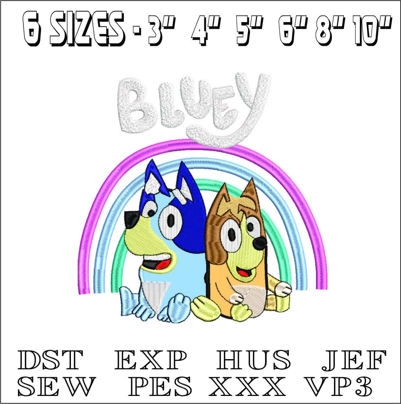 Bluey Rainbow- Elegant embroidery design file - instant download — view 2