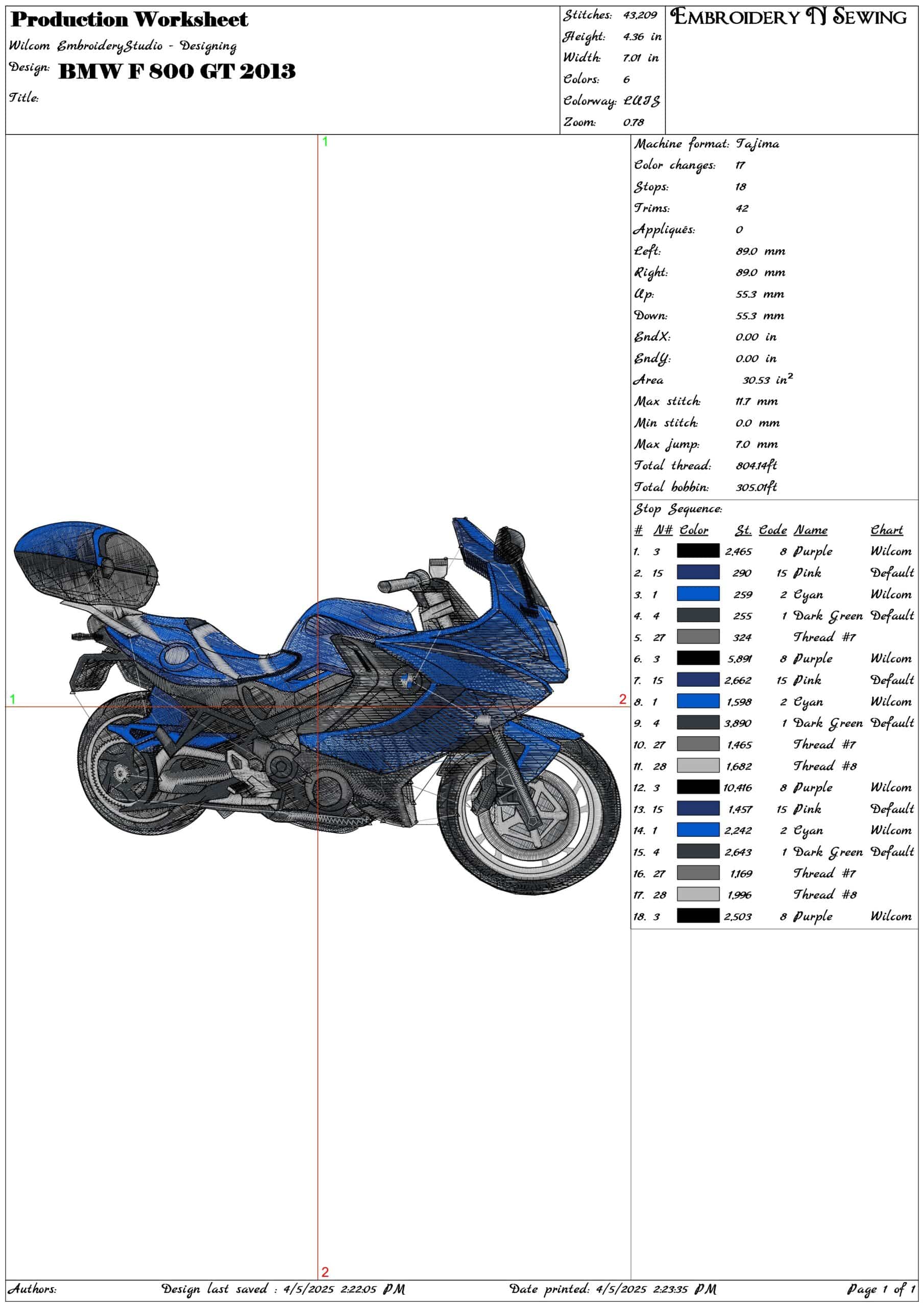 BMW F800 GT 2013- Elegant embroidery design file - instant download — view 3