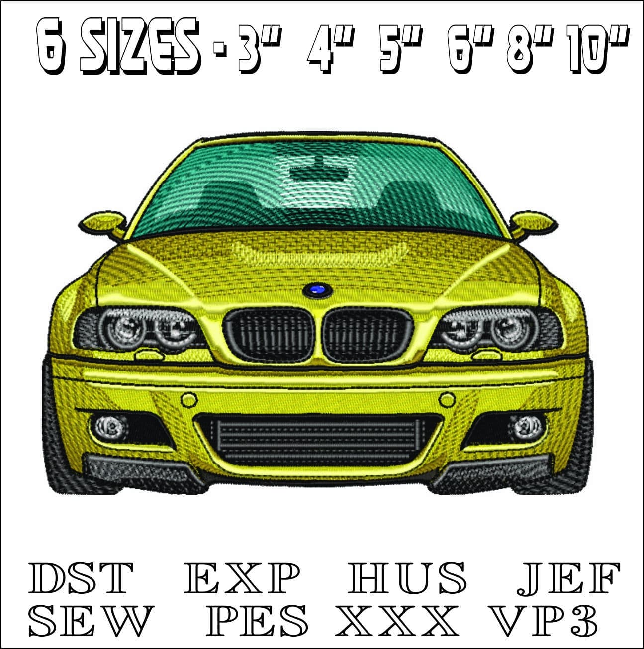 BMW M3 Front- Elegant embroidery design file - instant download — view 2