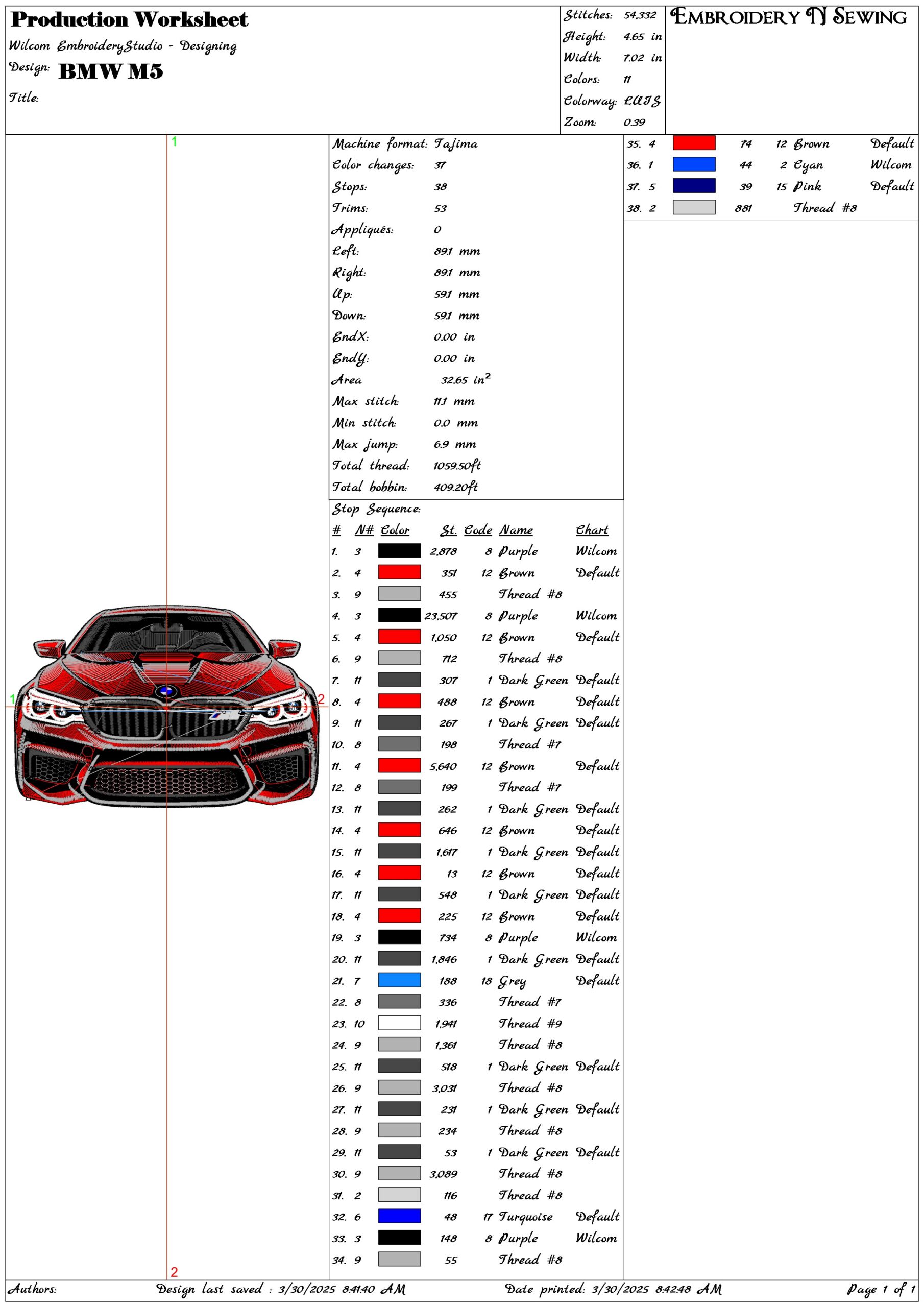BMW M5- Elegant embroidery design file - instant download — view 3