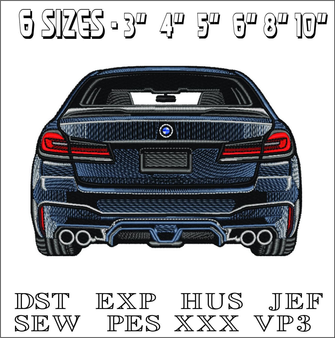 BMW M5 Rear- Elegant embroidery design file - instant download — view 2