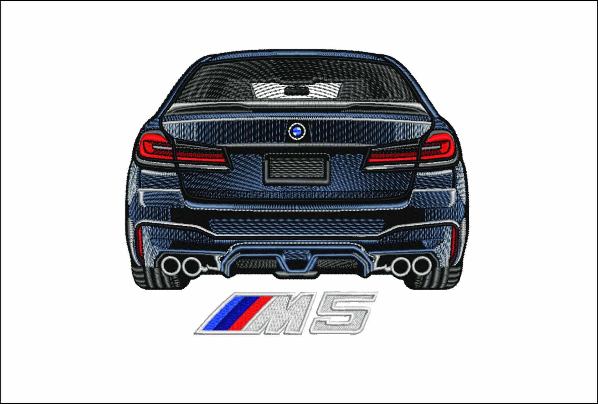 BMW M5 Rear with Logo- Elegant embroidery design file - instant download