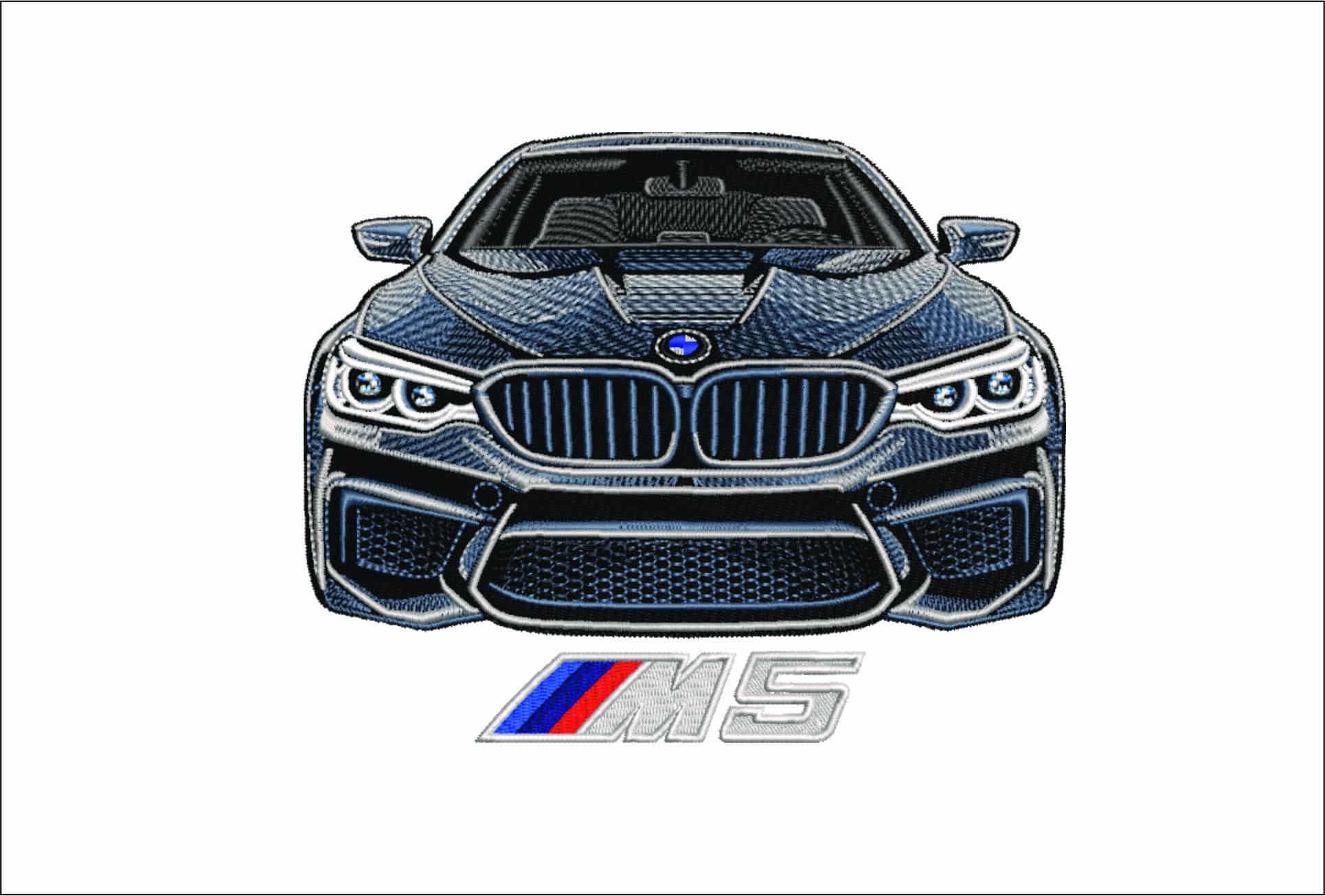 BMW M5 With Logo- Elegant embroidery design file - instant download