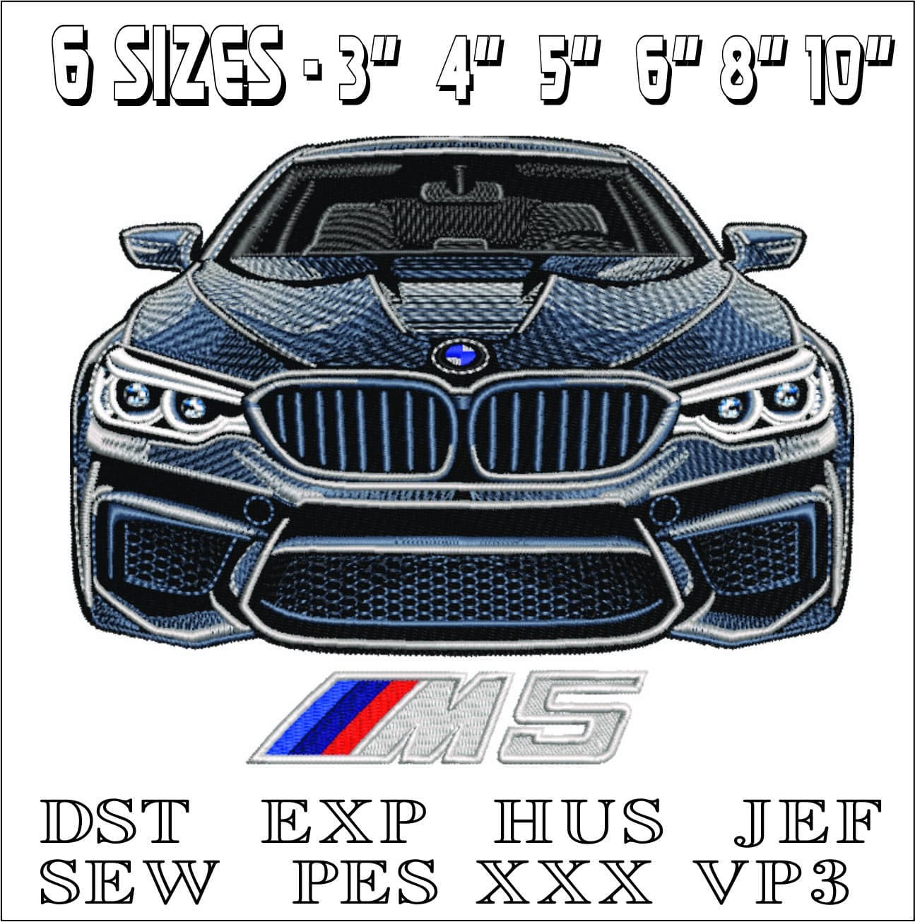 BMW M5 With Logo- Elegant embroidery design file - instant download — view 2