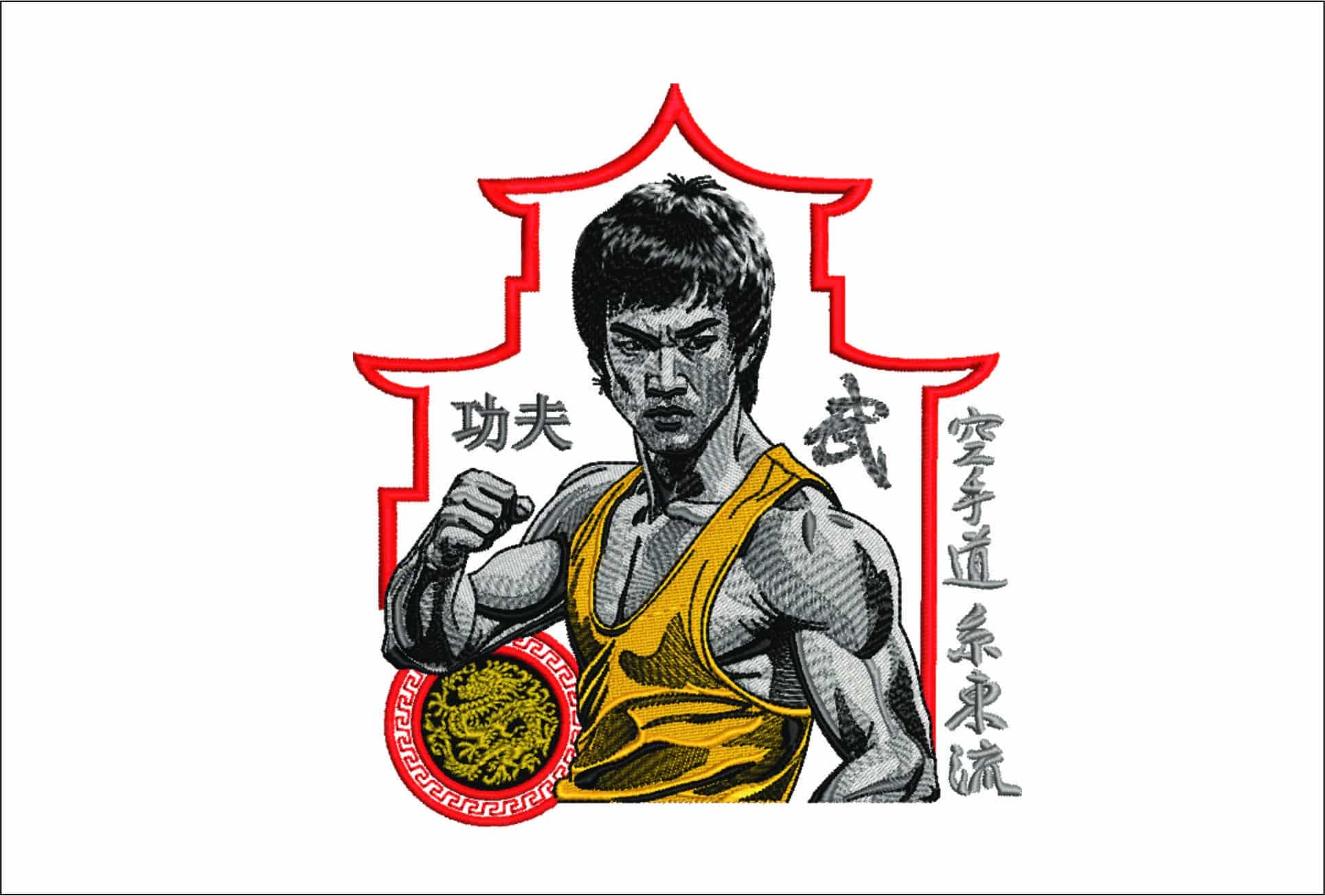 Bruce lee Chinese Temple- Elegant embroidery design file - instant download