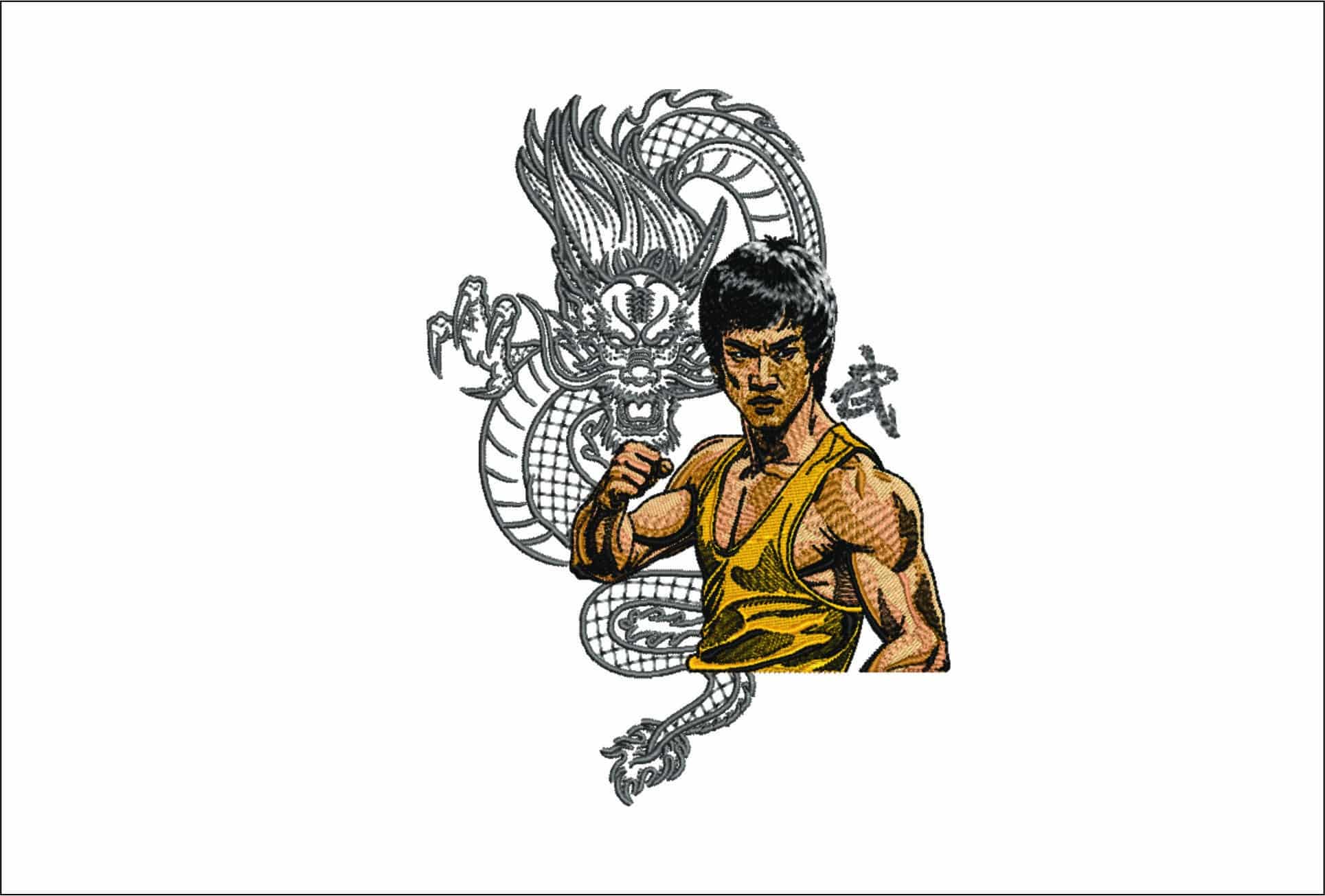 Bruce Lee Dragon- Elegant embroidery design file - instant download