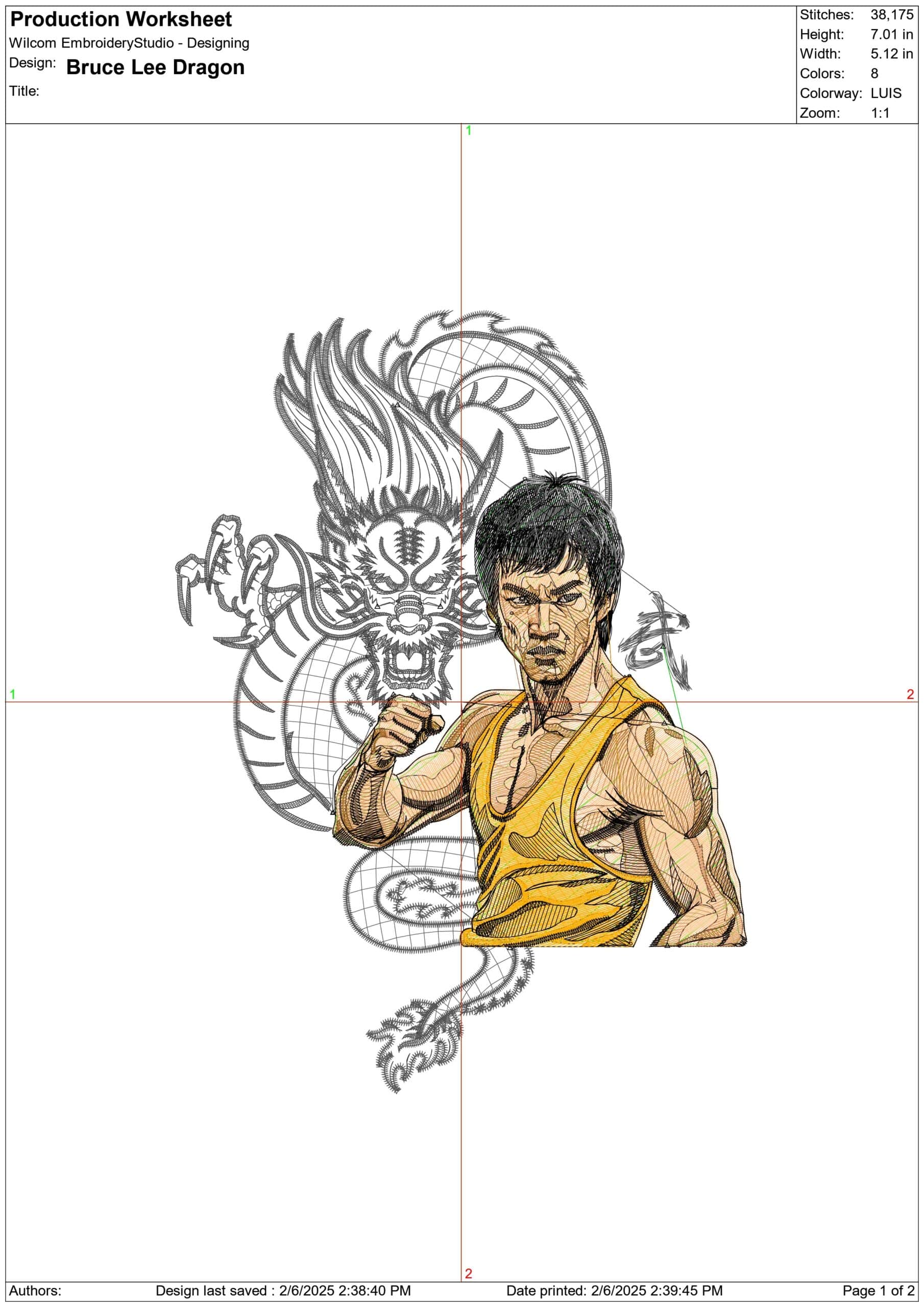 Bruce Lee Dragon- Elegant embroidery design file - instant download — view 3