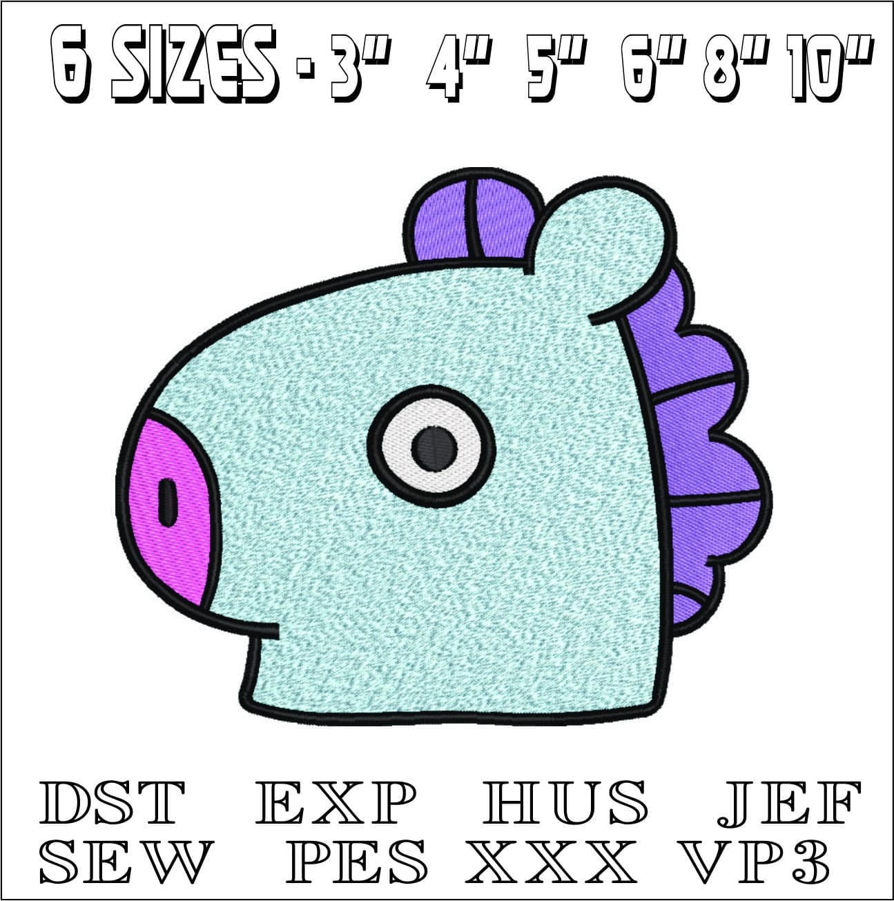 BTS Mang Side- Elegant embroidery design file - instant download — view 2