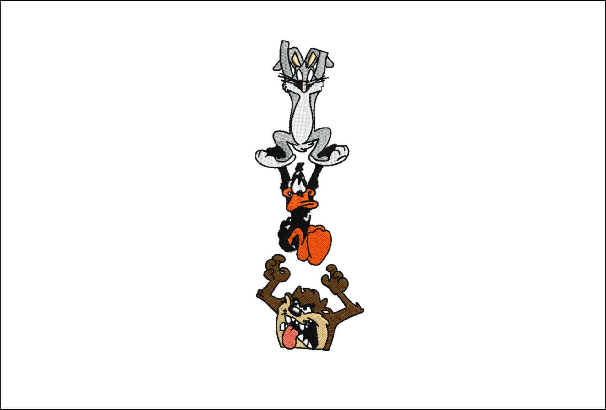 Buggs Daffy Taz hanging- Elegant embroidery design file - instant download