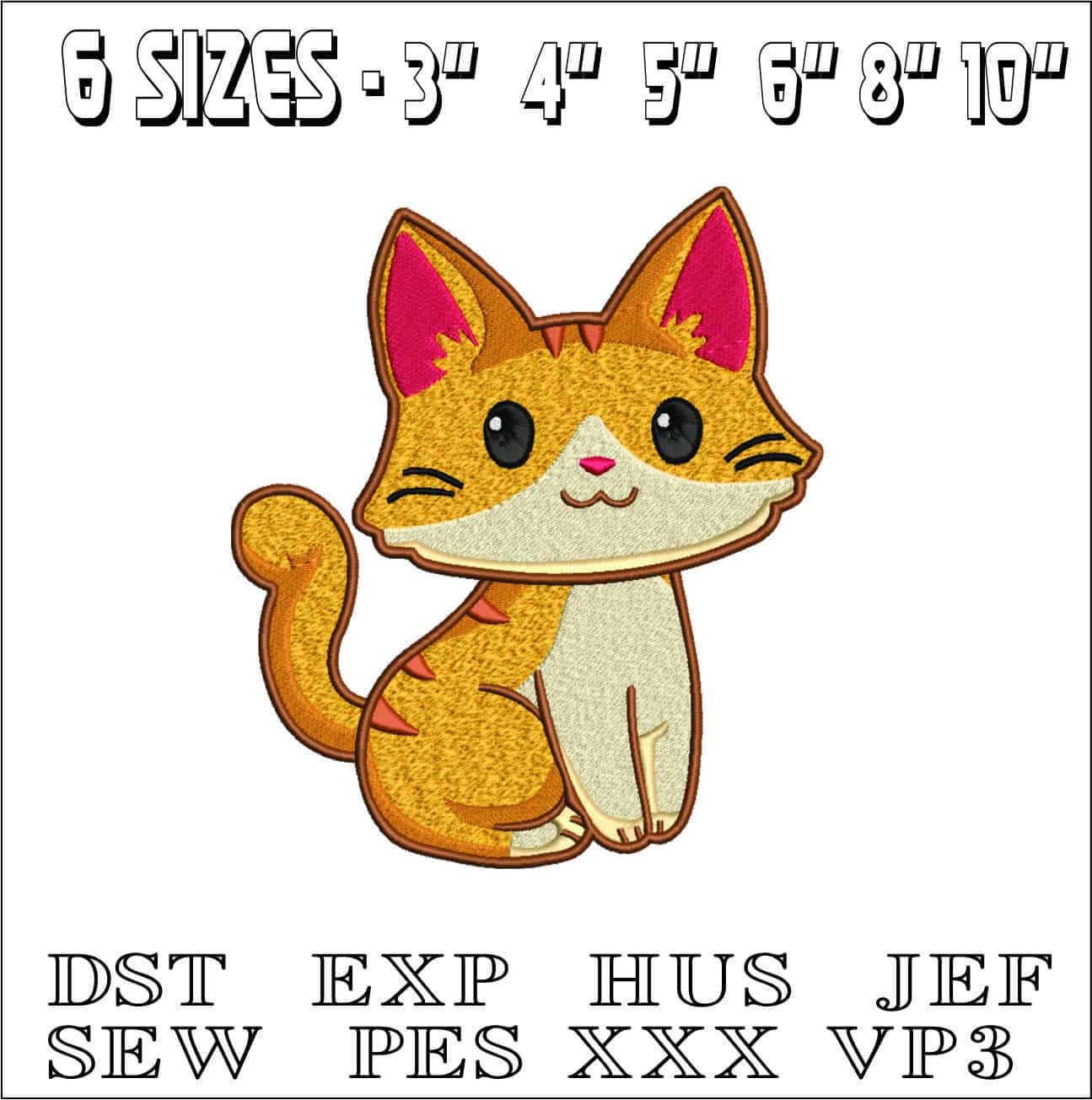Cat- Elegant embroidery design file - instant download — view 2