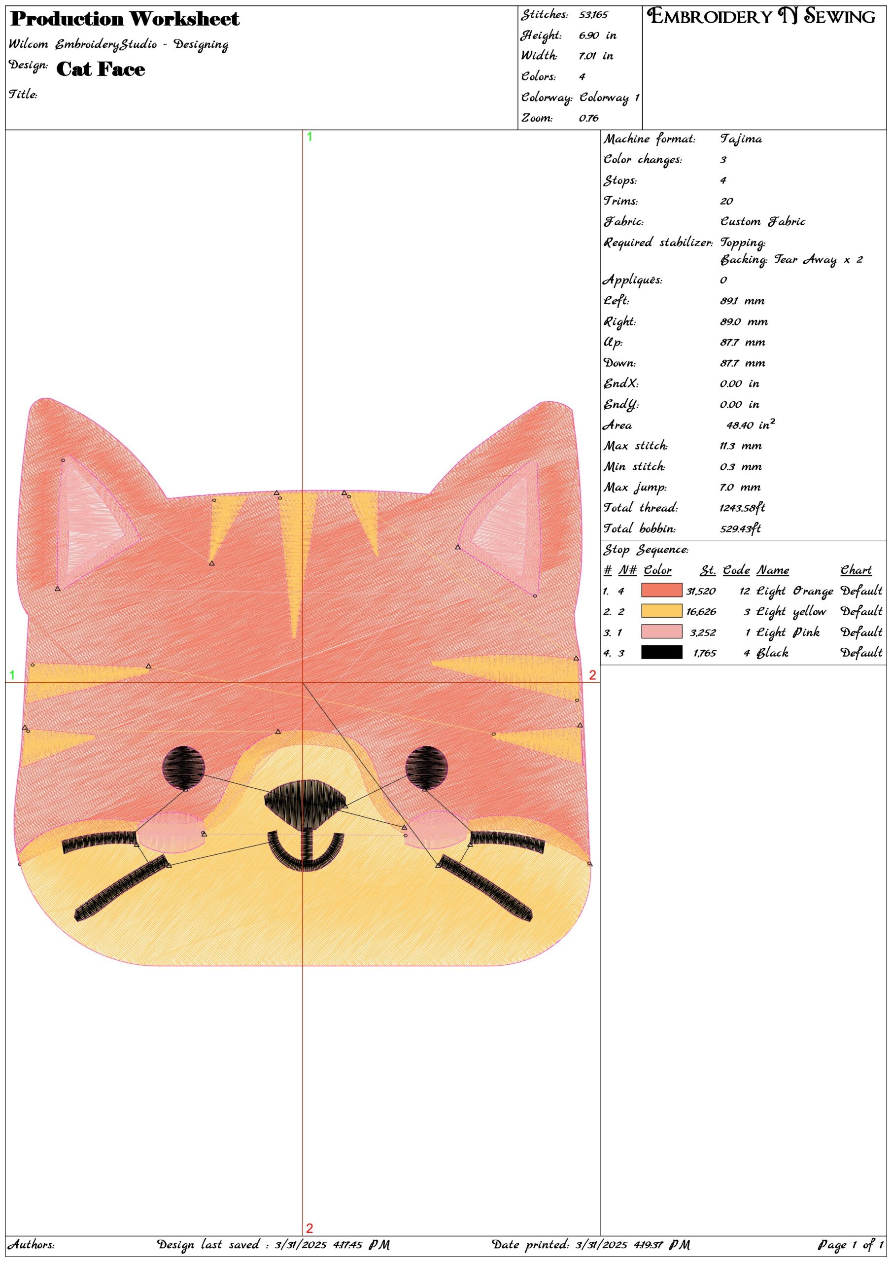 Cat Face- Elegant embroidery design file - instant download — view 3