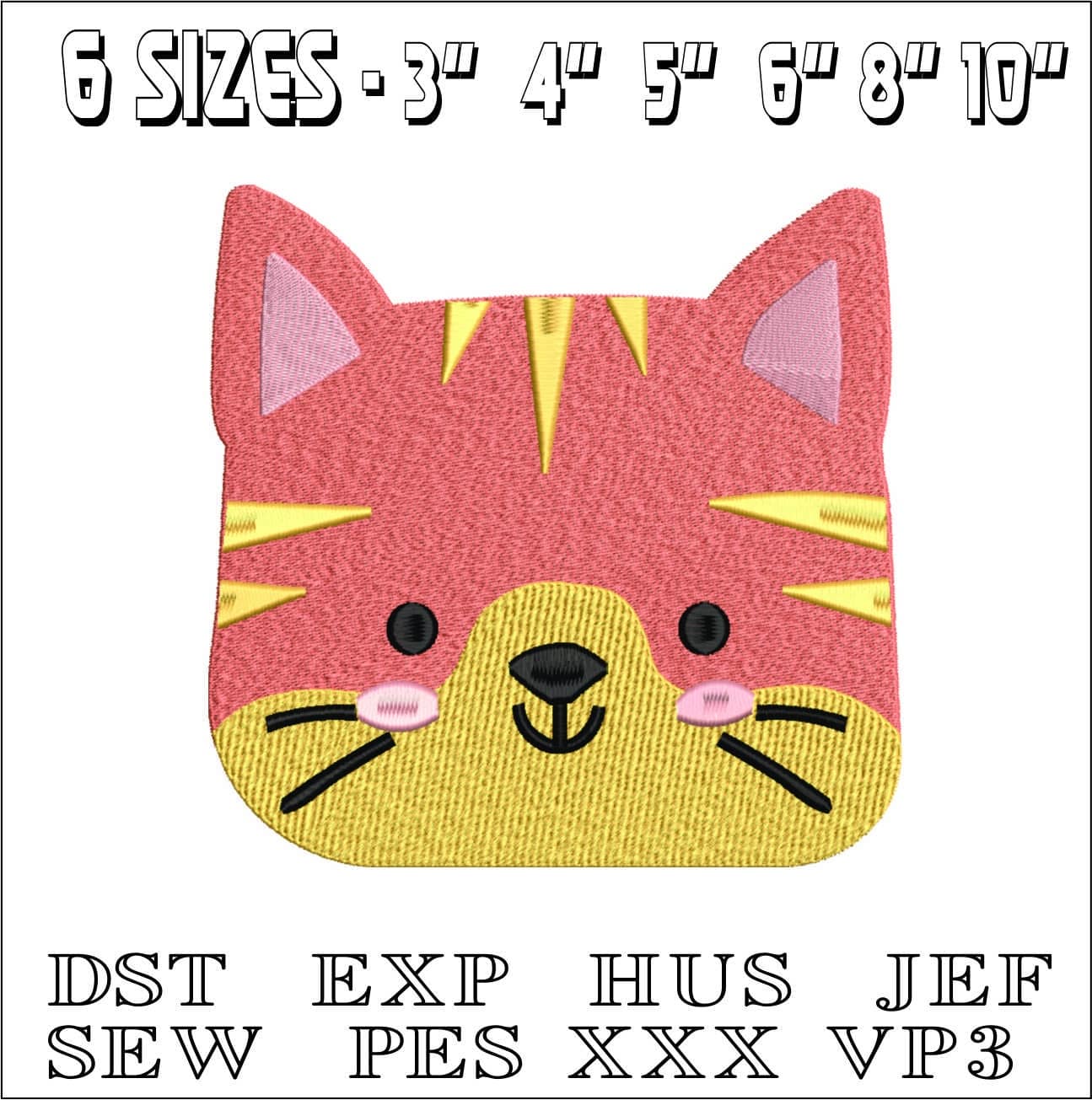 Cat Face- Elegant embroidery design file - instant download — view 2