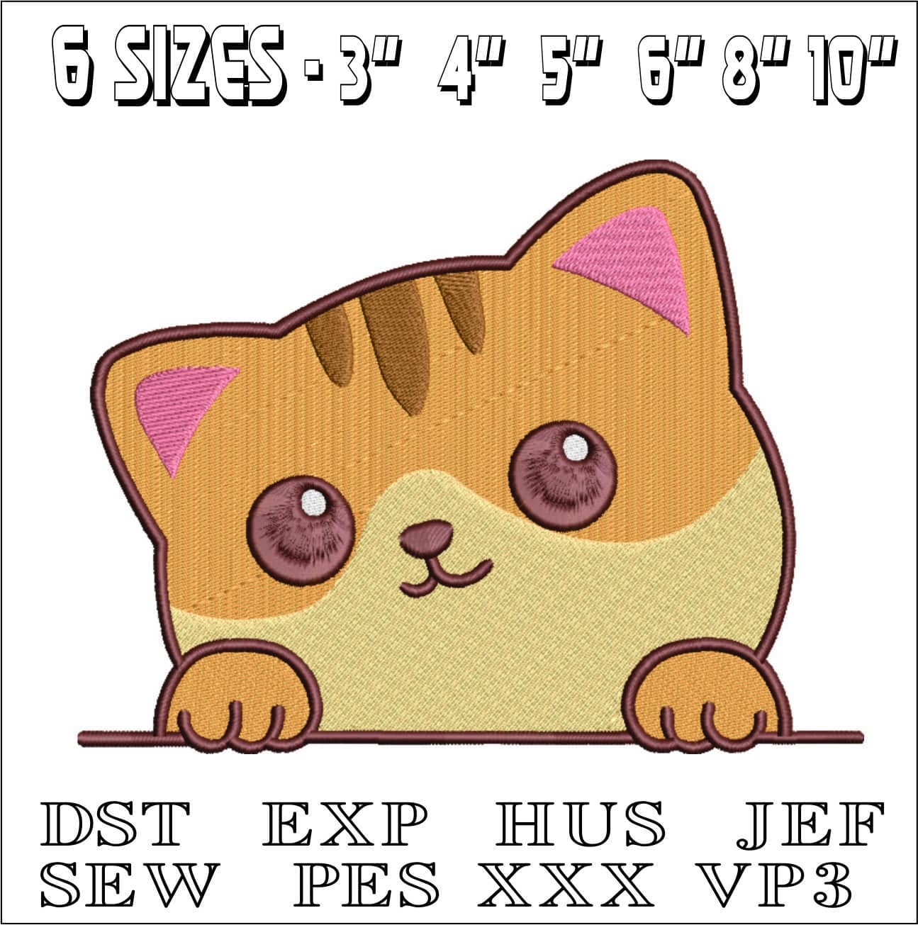 Cat on Straight Line- Elegant embroidery design file - instant download — view 2